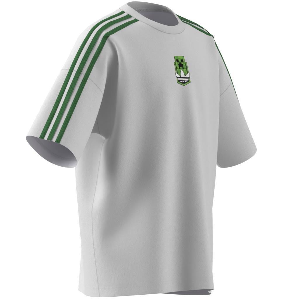 Kids Unisex adidas Originals X Minecraft Graphic T-Shirt, White, A701_ONE, large image number 4