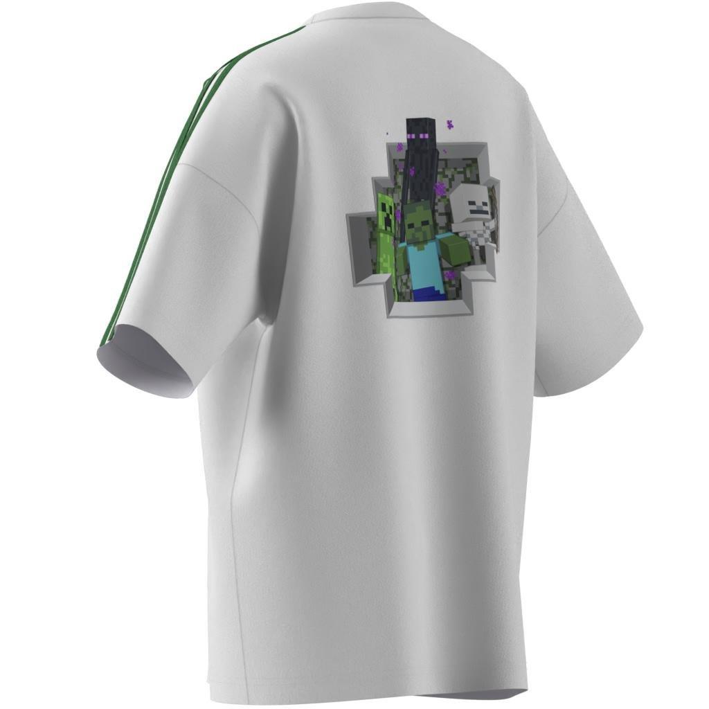 Kids Unisex adidas Originals X Minecraft Graphic T-Shirt, White, A701_ONE, large image number 7