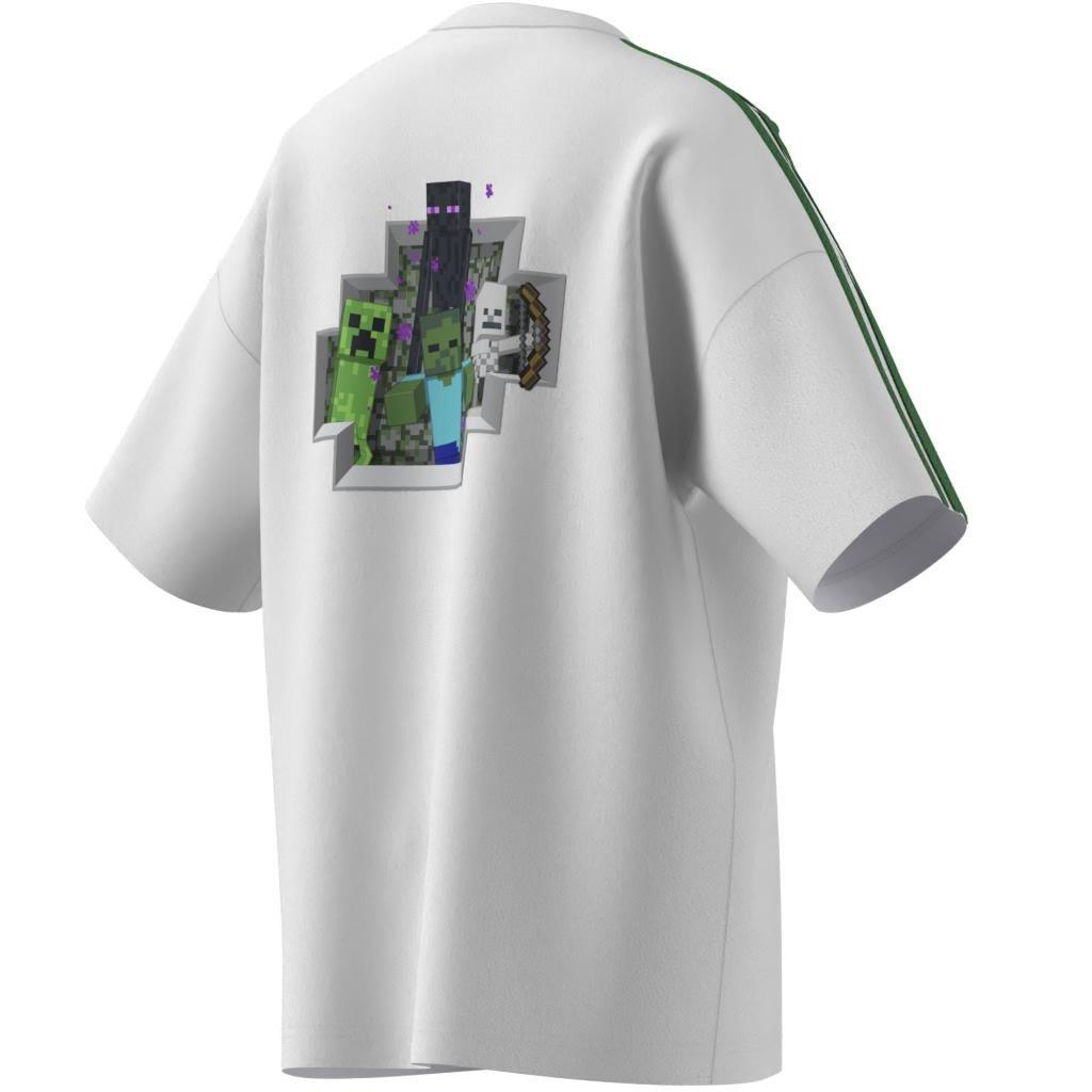 Kids Unisex adidas Originals X Minecraft Graphic T-Shirt, White, A701_ONE, large image number 9