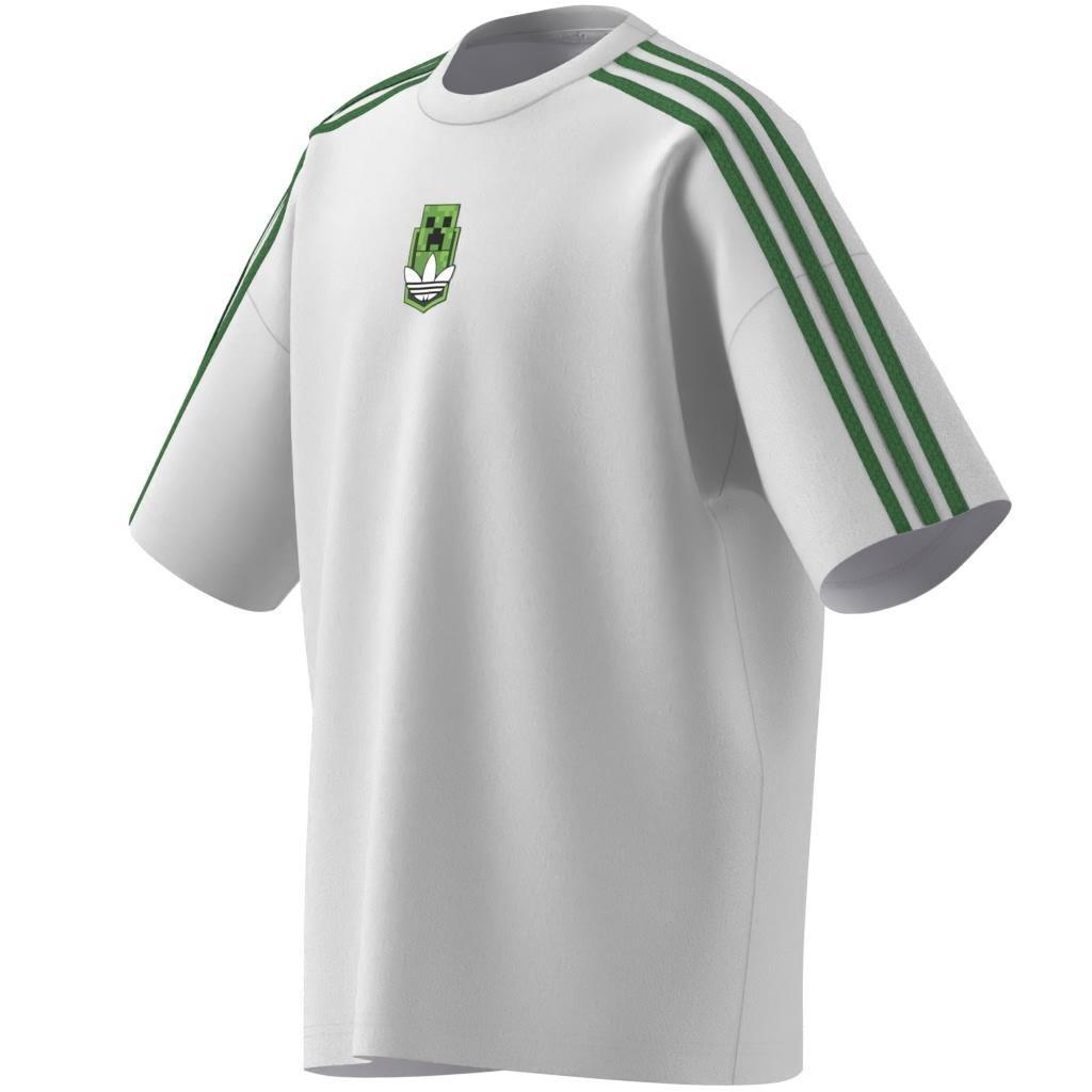 Kids Unisex adidas Originals X Minecraft Graphic T-Shirt, White, A701_ONE, large image number 10