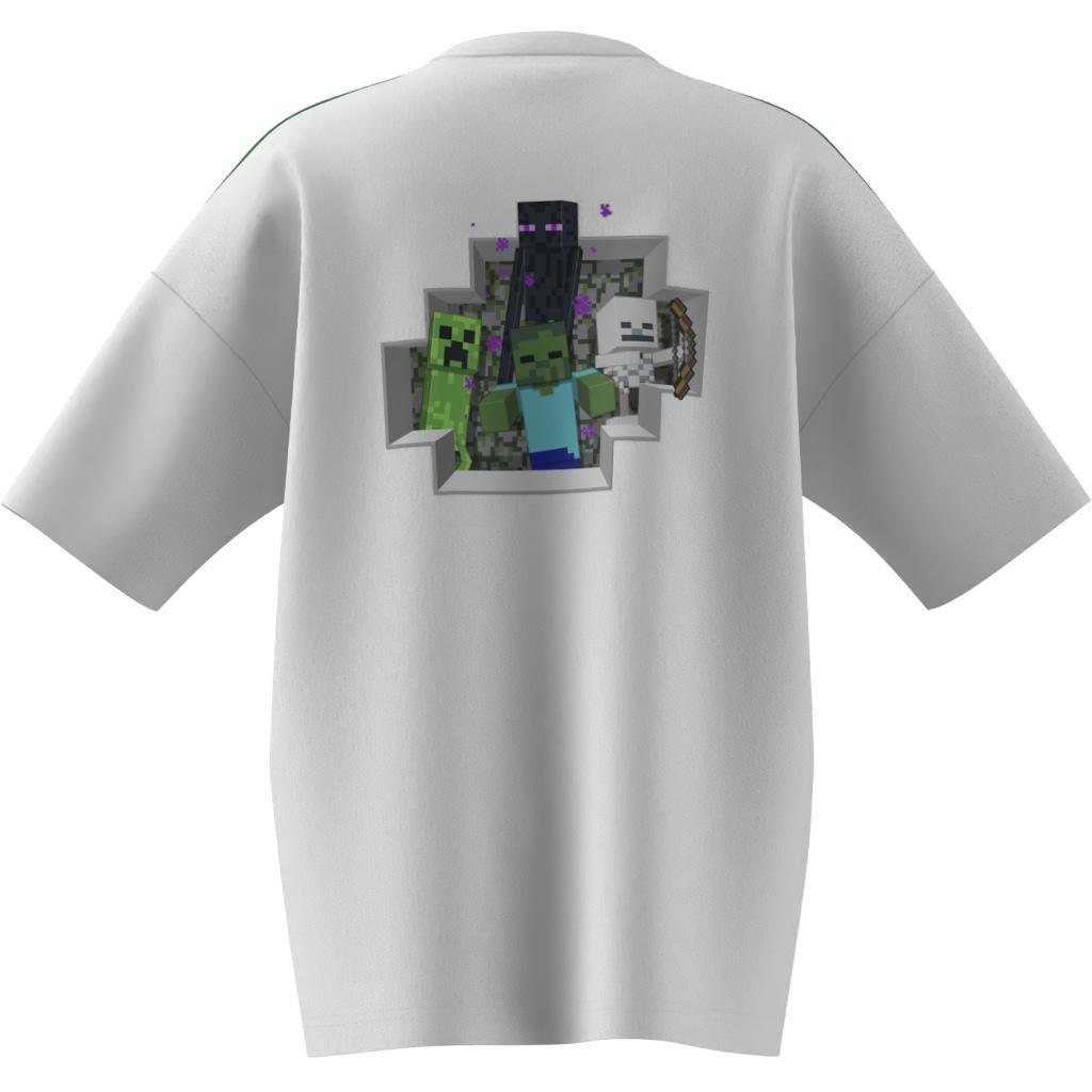 Kids Unisex adidas Originals X Minecraft Graphic T-Shirt, White, A701_ONE, large image number 11
