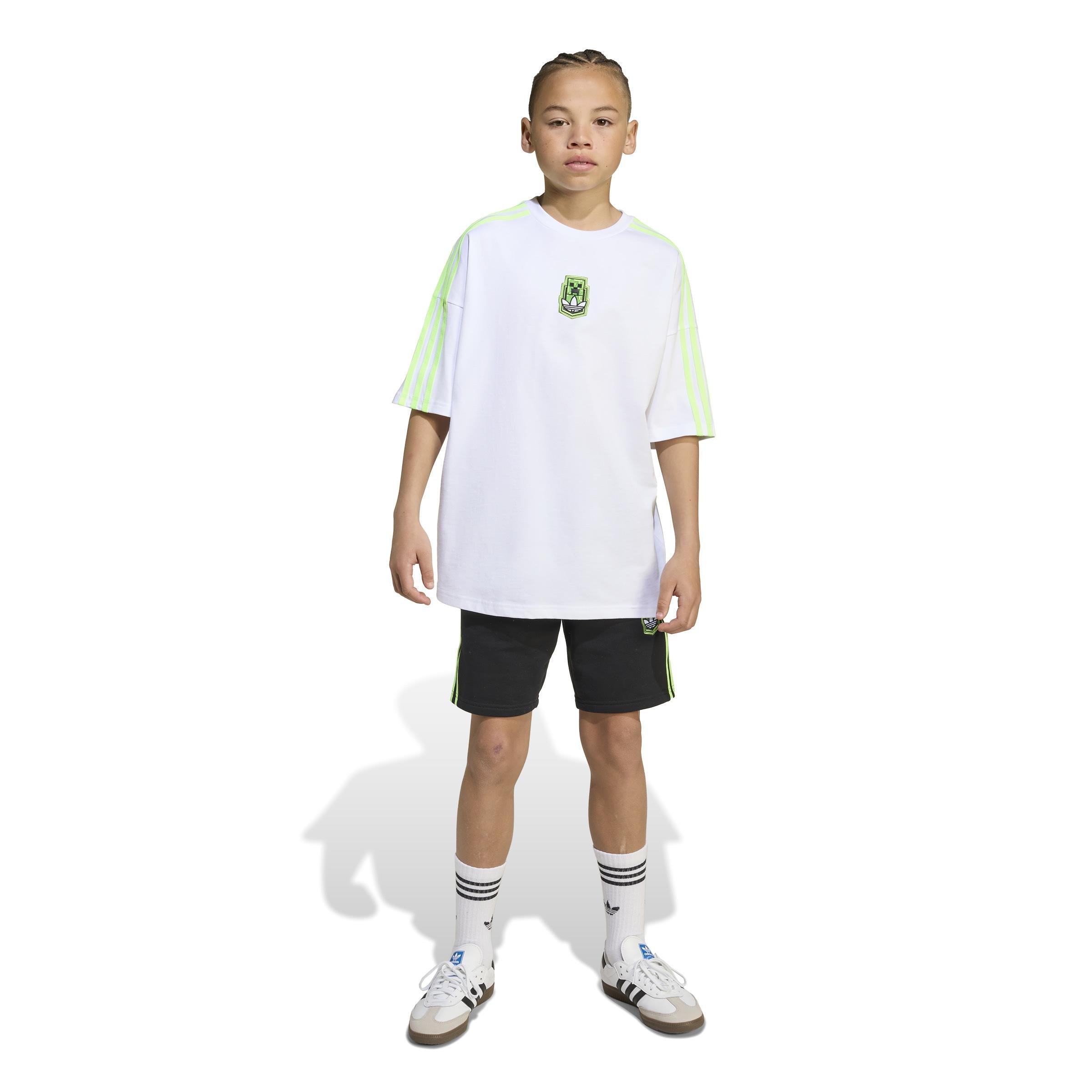 Kids Unisex adidas Originals X Minecraft Graphic T-Shirt, White, A701_ONE, large image number 12
