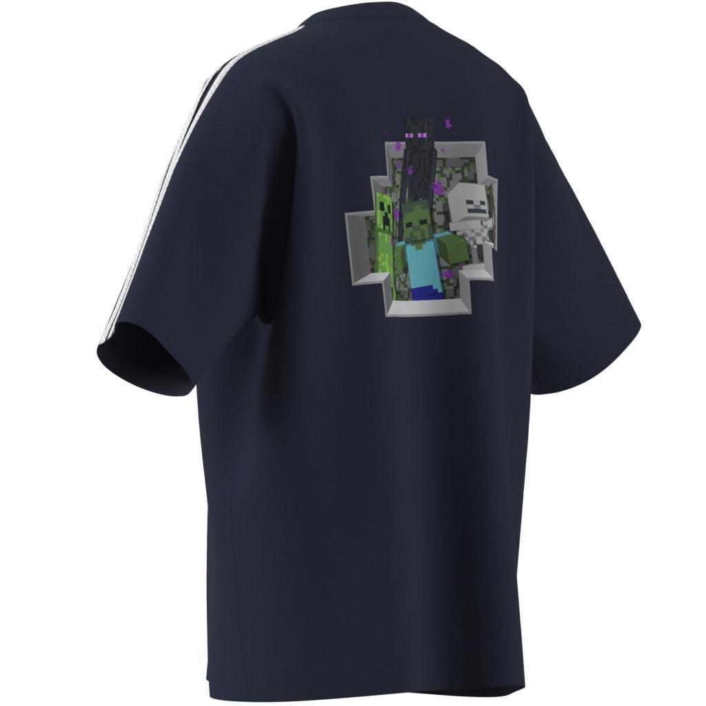 Kids Unisex adidas Originals X Minecraft Graphic T-Shirt, Blue, A701_ONE, large image number 5