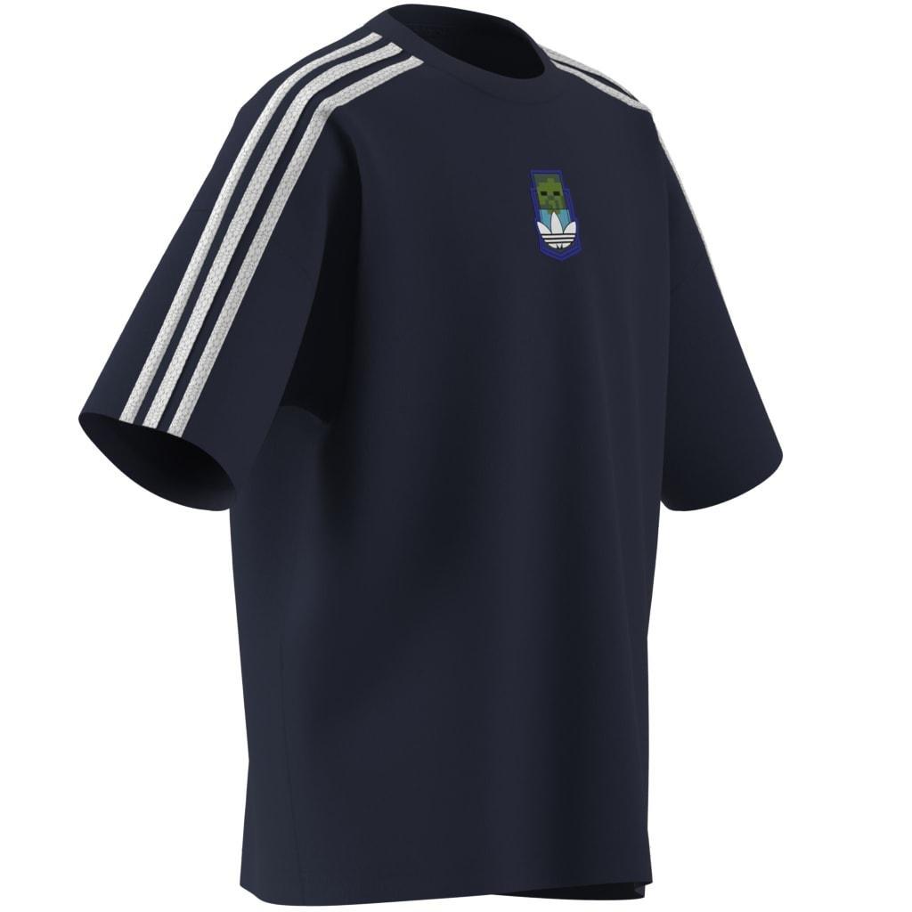 Kids Unisex adidas Originals X Minecraft Graphic T-Shirt, Blue, A701_ONE, large image number 6
