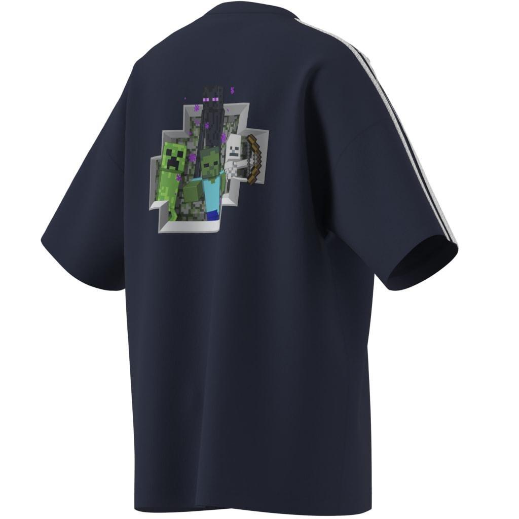Kids Unisex adidas Originals X Minecraft Graphic T-Shirt, Blue, A701_ONE, large image number 7