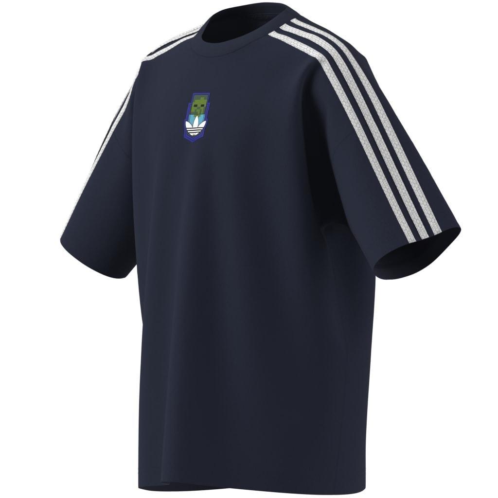 Kids Unisex adidas Originals X Minecraft Graphic T-Shirt, Blue, A701_ONE, large image number 8