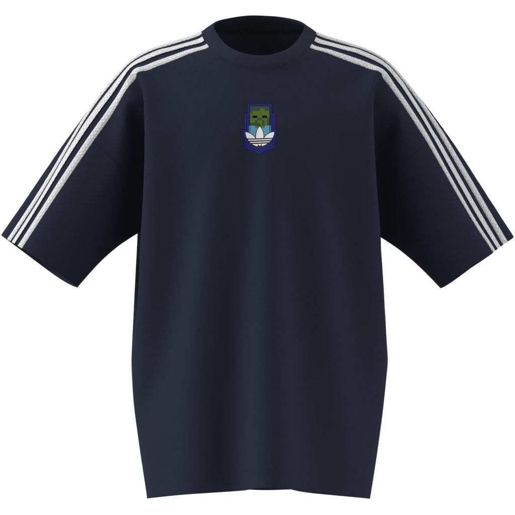 Kids Unisex adidas Originals X Minecraft Graphic T-Shirt, Blue, A701_ONE, large image number 13