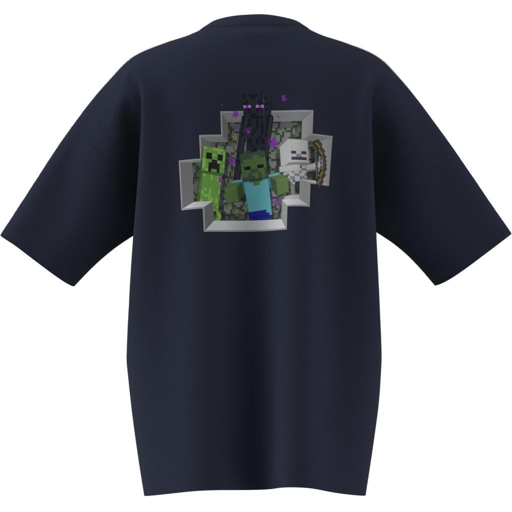 Kids Unisex adidas Originals X Minecraft Graphic T-Shirt, Blue, A701_ONE, large image number 14