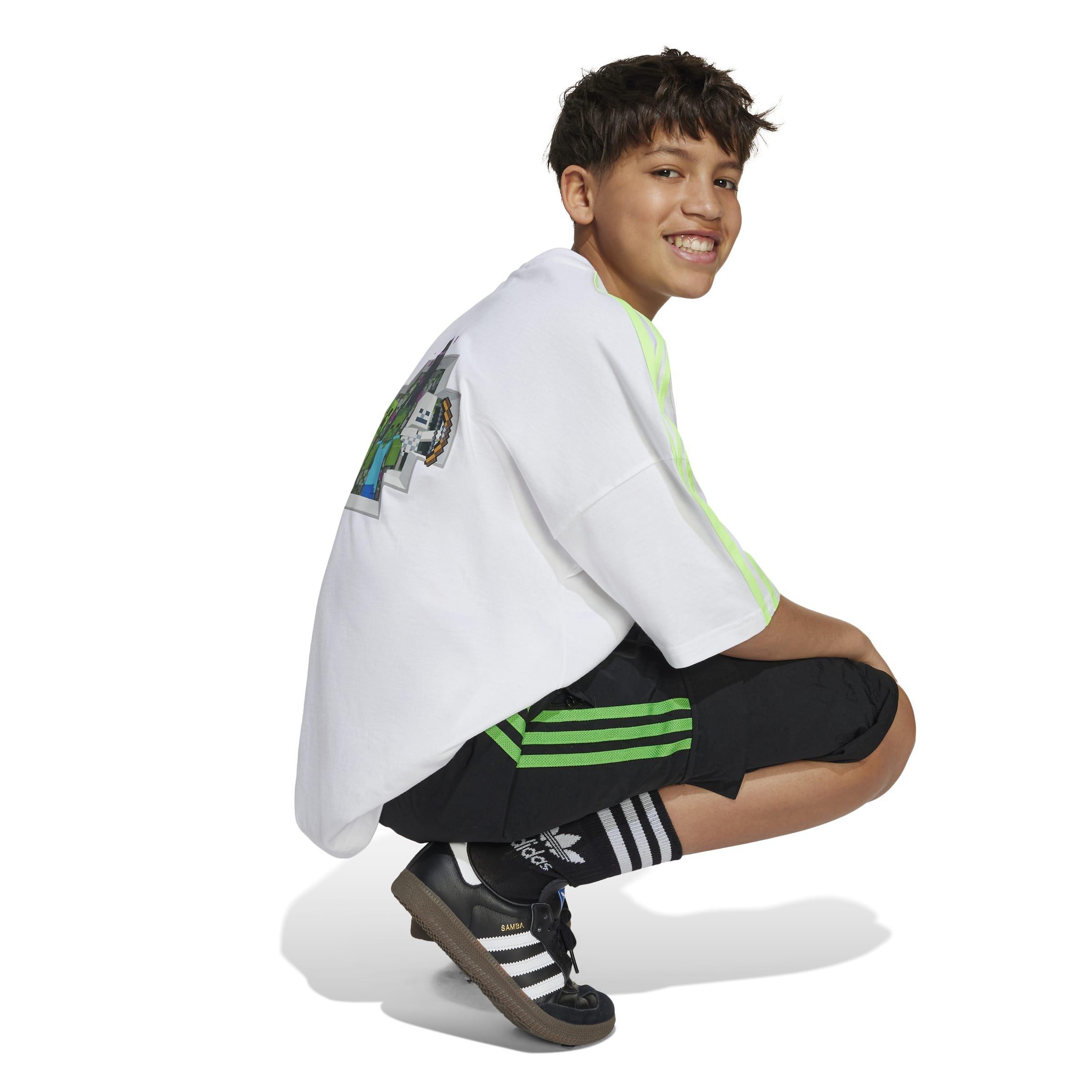 Kids Unisex adidas Originals X Minecraft Cargo Shorts, Black, , large image number 4