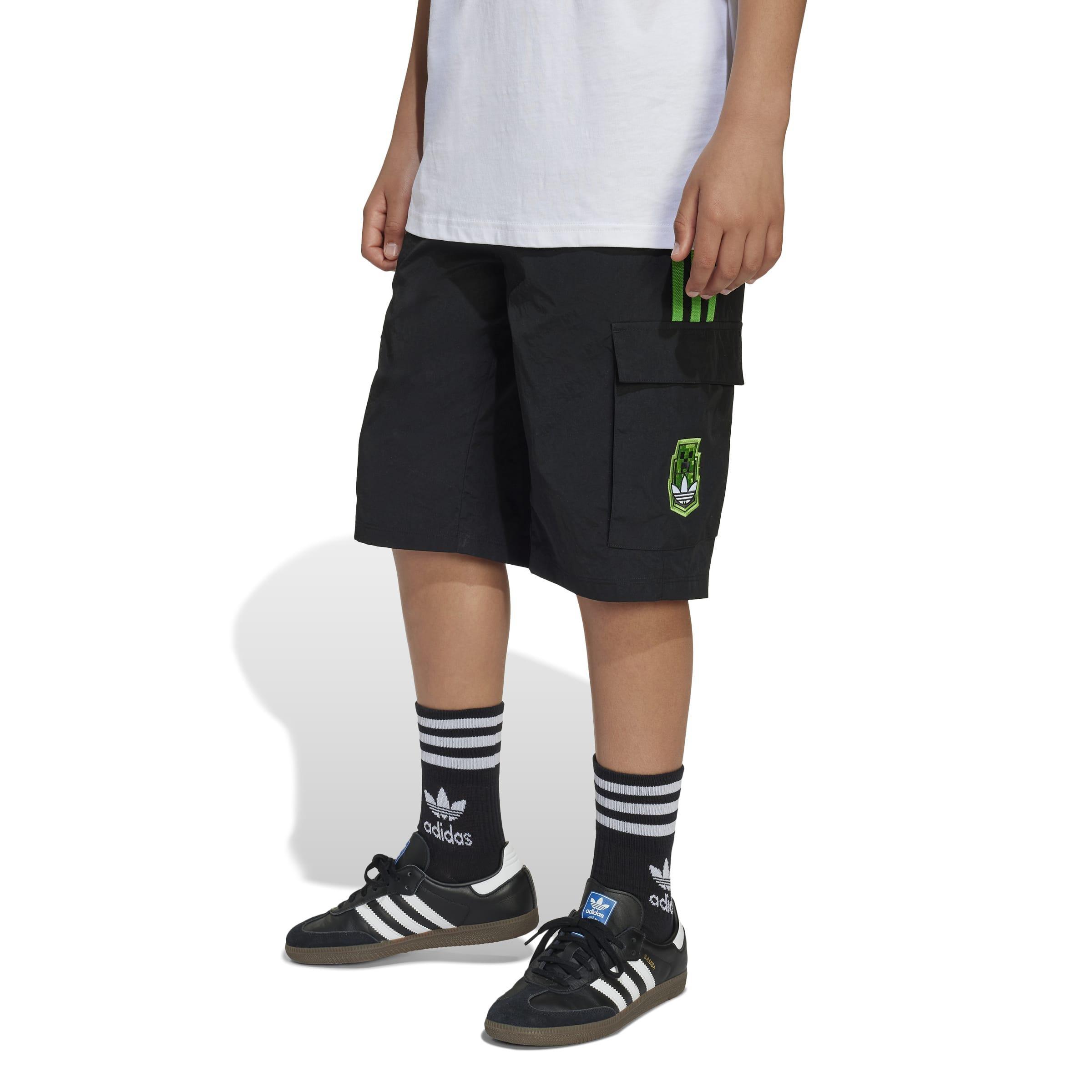 Kids Unisex adidas Originals X Minecraft Cargo Shorts, Black, , large image number 5