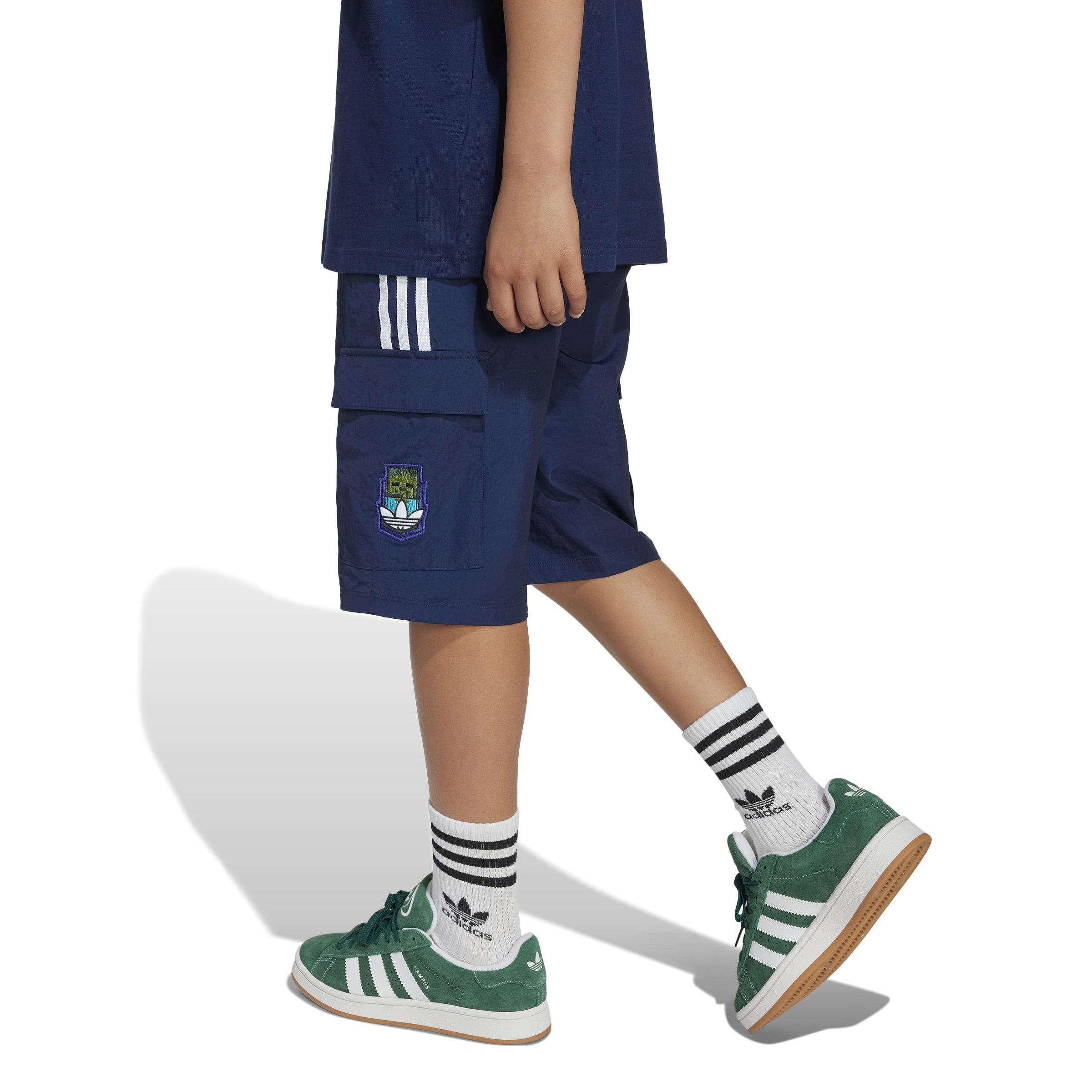 Kids Unisex adidas Originals X Minecraft Cargo Shorts, Blue, , large image number 1