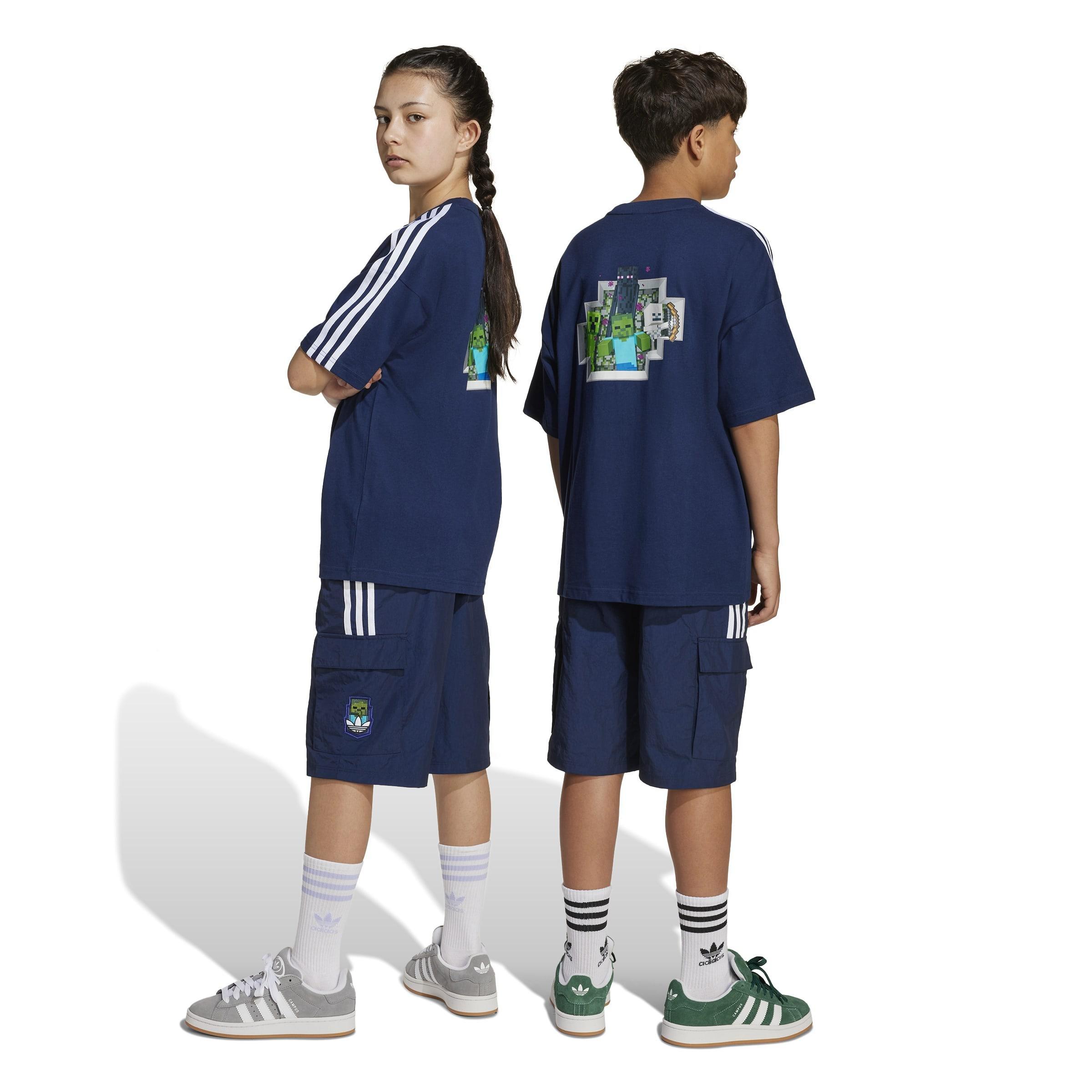 Kids Unisex adidas Originals X Minecraft Cargo Shorts, Blue, , large image number 2