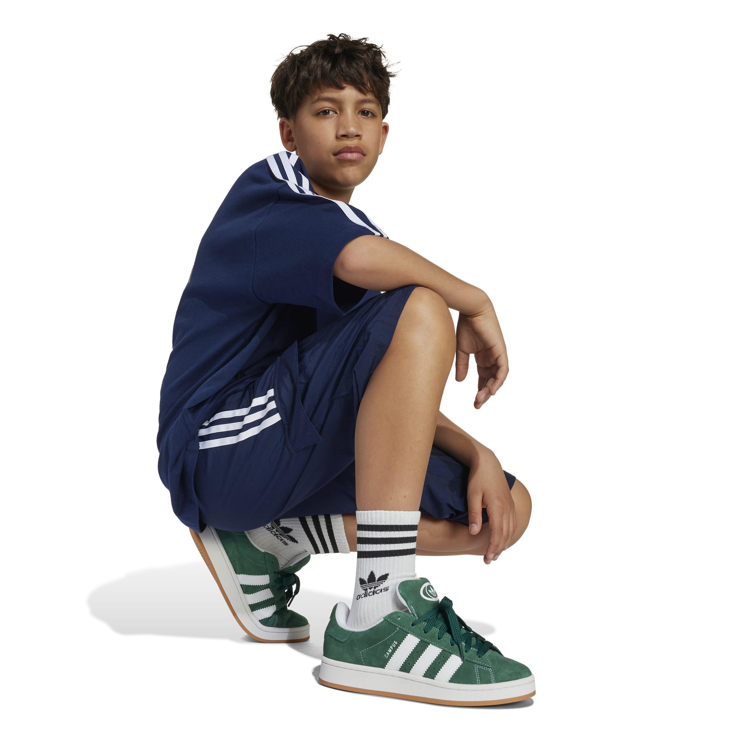 Kids Unisex adidas Originals X Minecraft Cargo Shorts, Blue, , large image number 3
