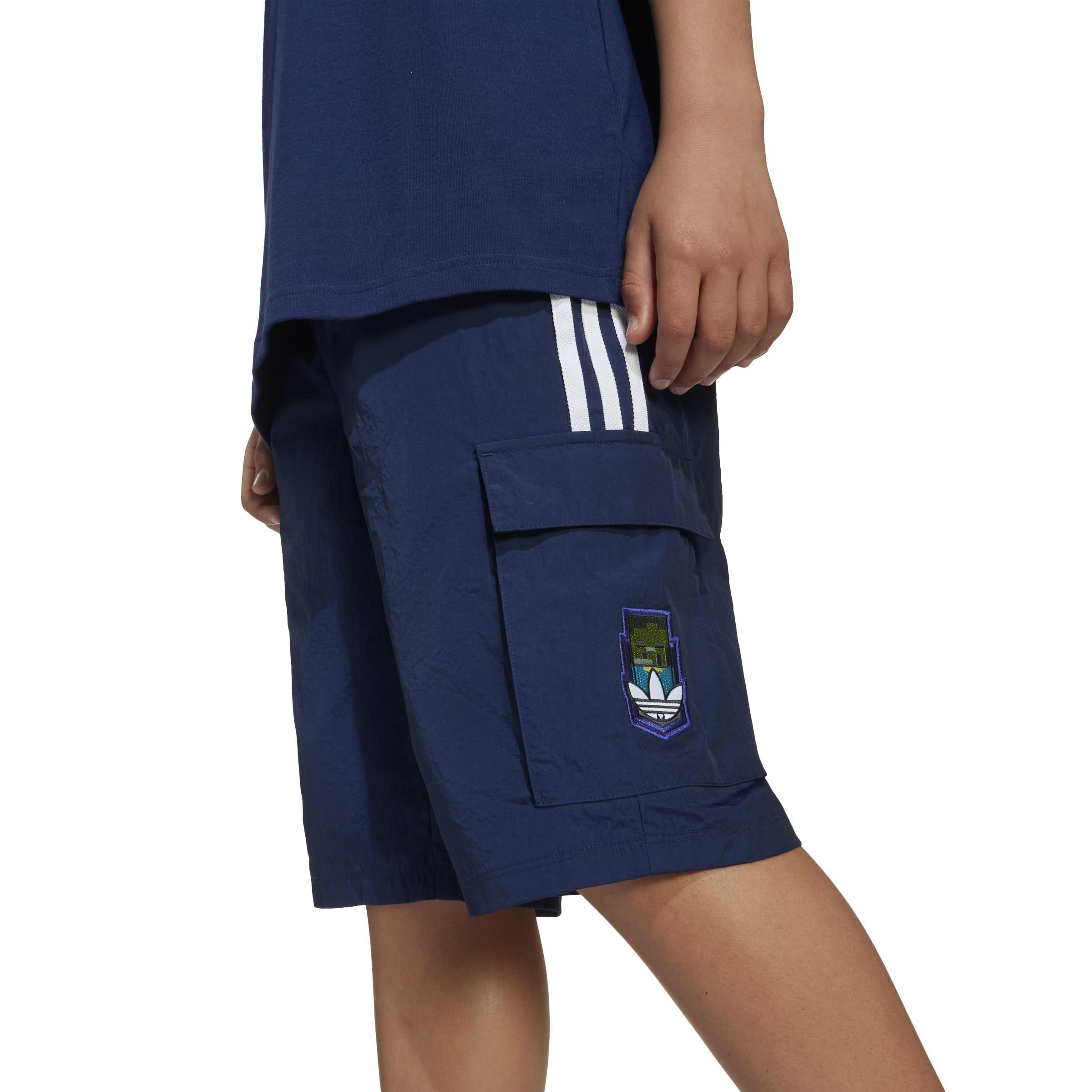 Kids Unisex adidas Originals X Minecraft Cargo Shorts, Blue, , large image number 4
