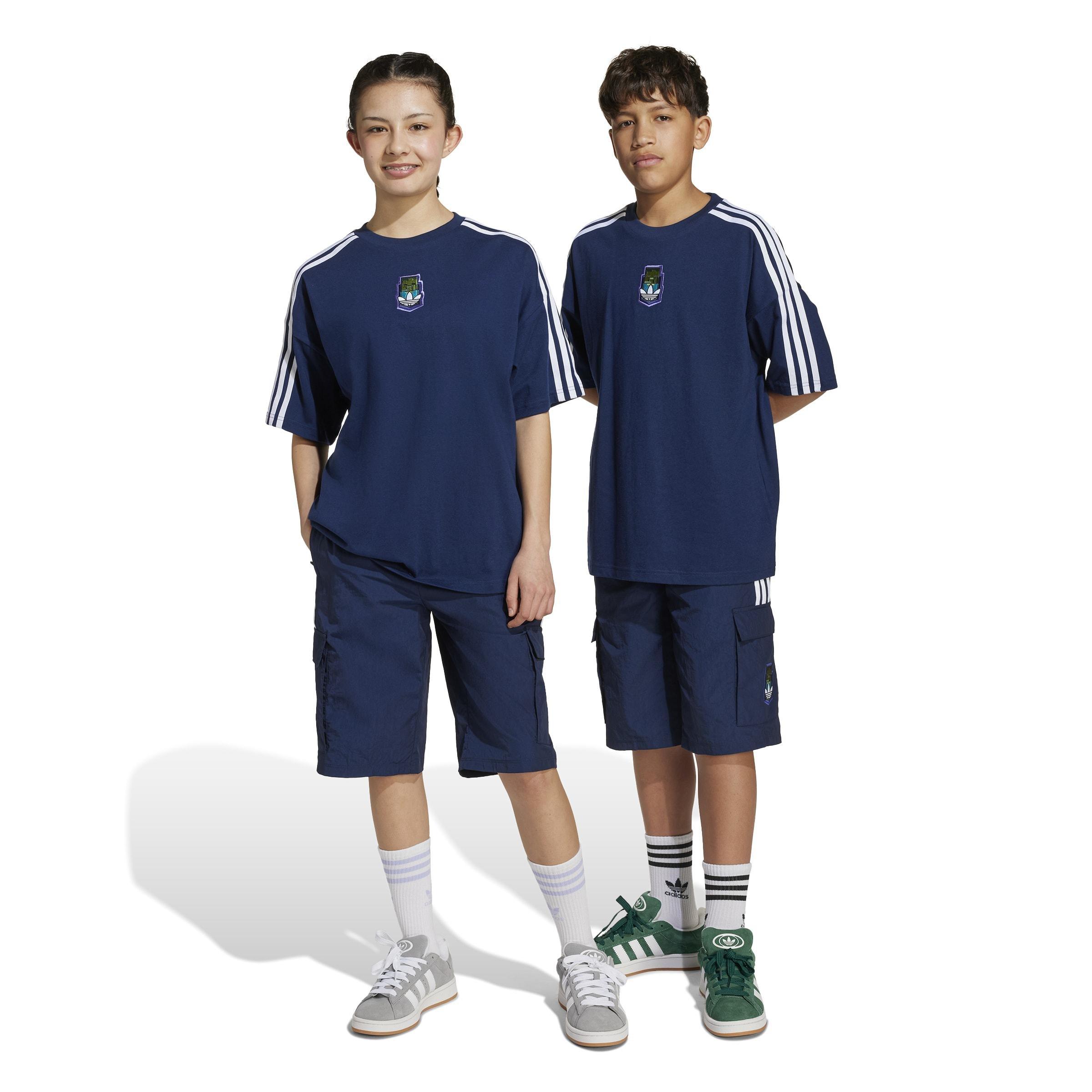 Kids Unisex adidas Originals X Minecraft Cargo Shorts, Blue, , large image number 6