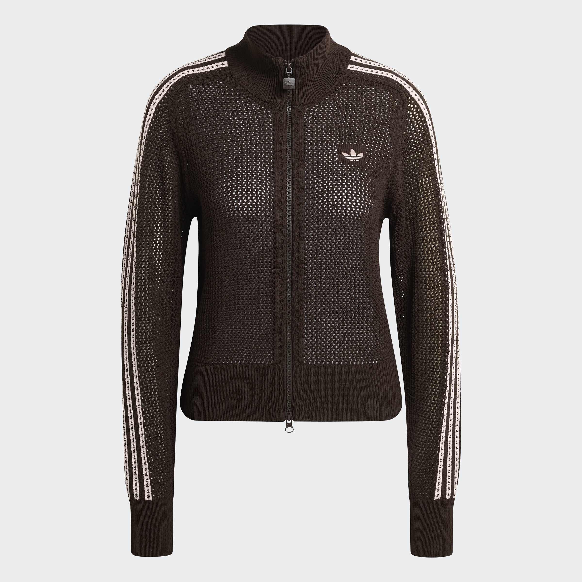 Knitted Crochet Firebird Track Top, Brown
