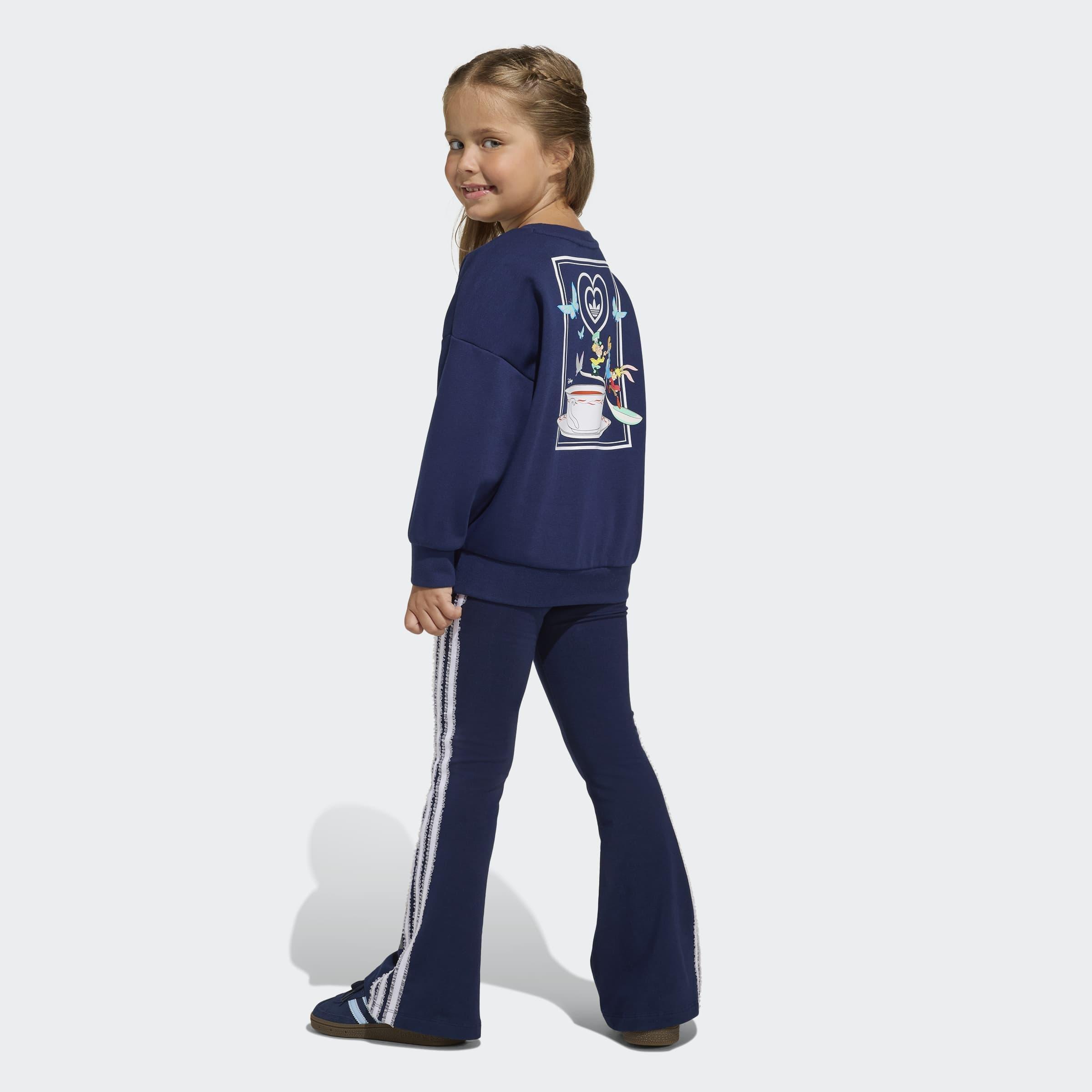 Kids Adidas Disney Crew Flared Leggings Set, Blue, A701_ONE, medium