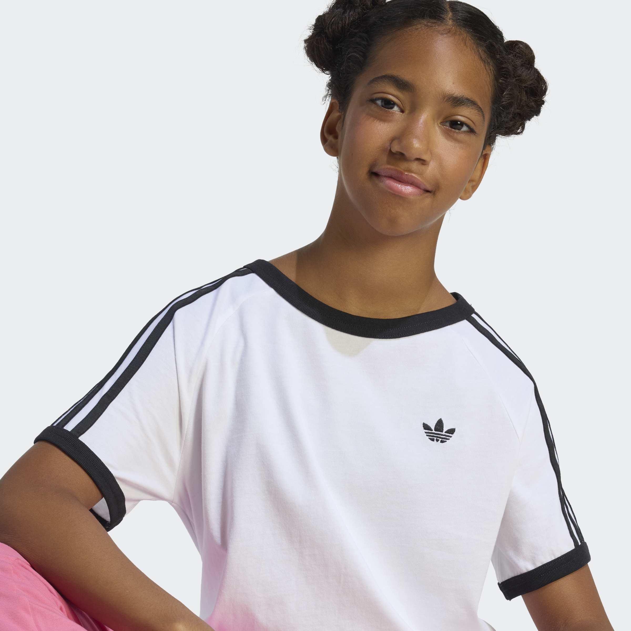 Kids Unisex 3 Stripes T-Shirt, White, A701_ONE, large image number 3