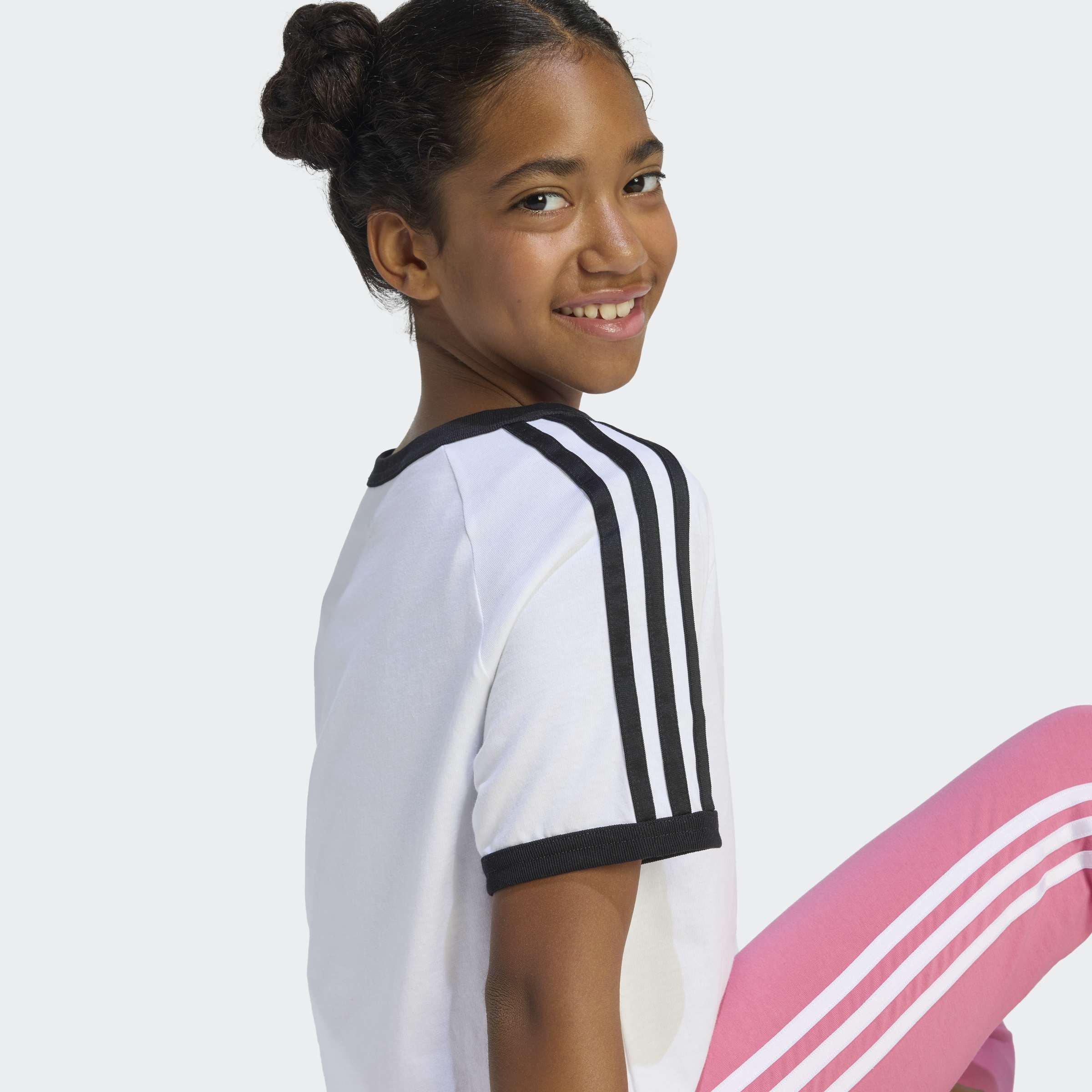 Kids Unisex 3 Stripes T-Shirt, White, A701_ONE, large image number 4