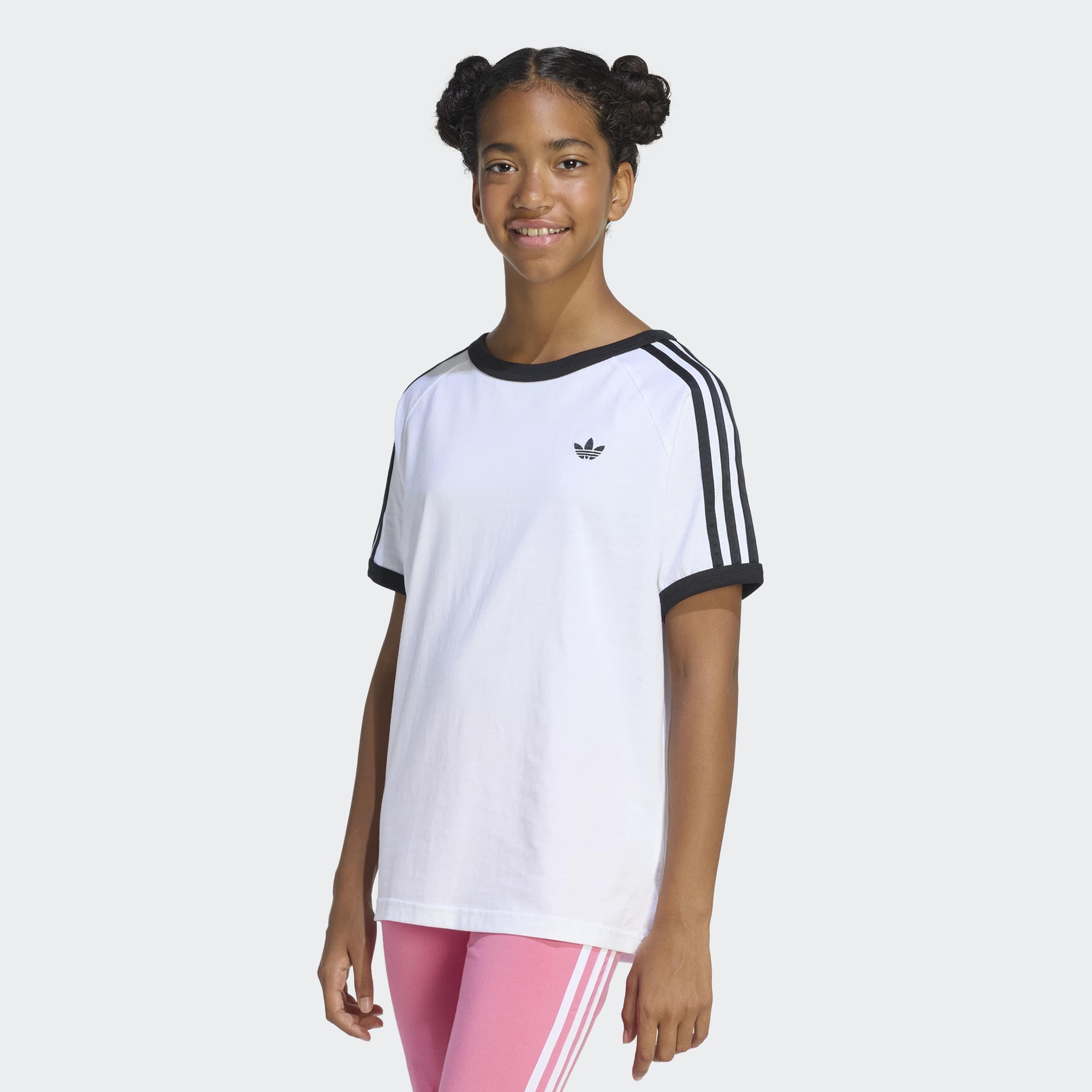 Kids Unisex 3 Stripes T-Shirt, White, A701_ONE, large image number 6