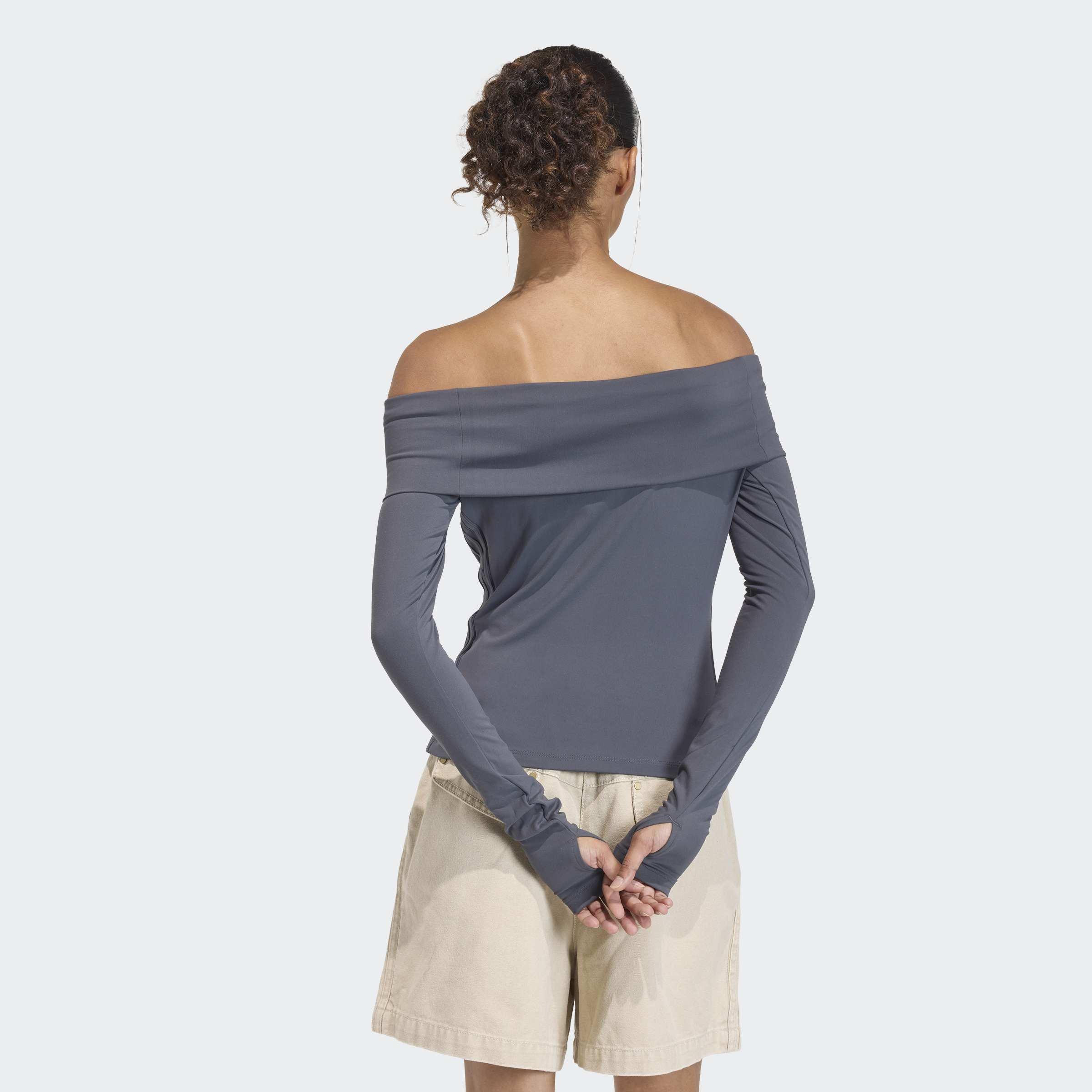 Off-Shoulder Long Sleeve Long-Sleeve Top, Black, A701_ONE, large image number 1