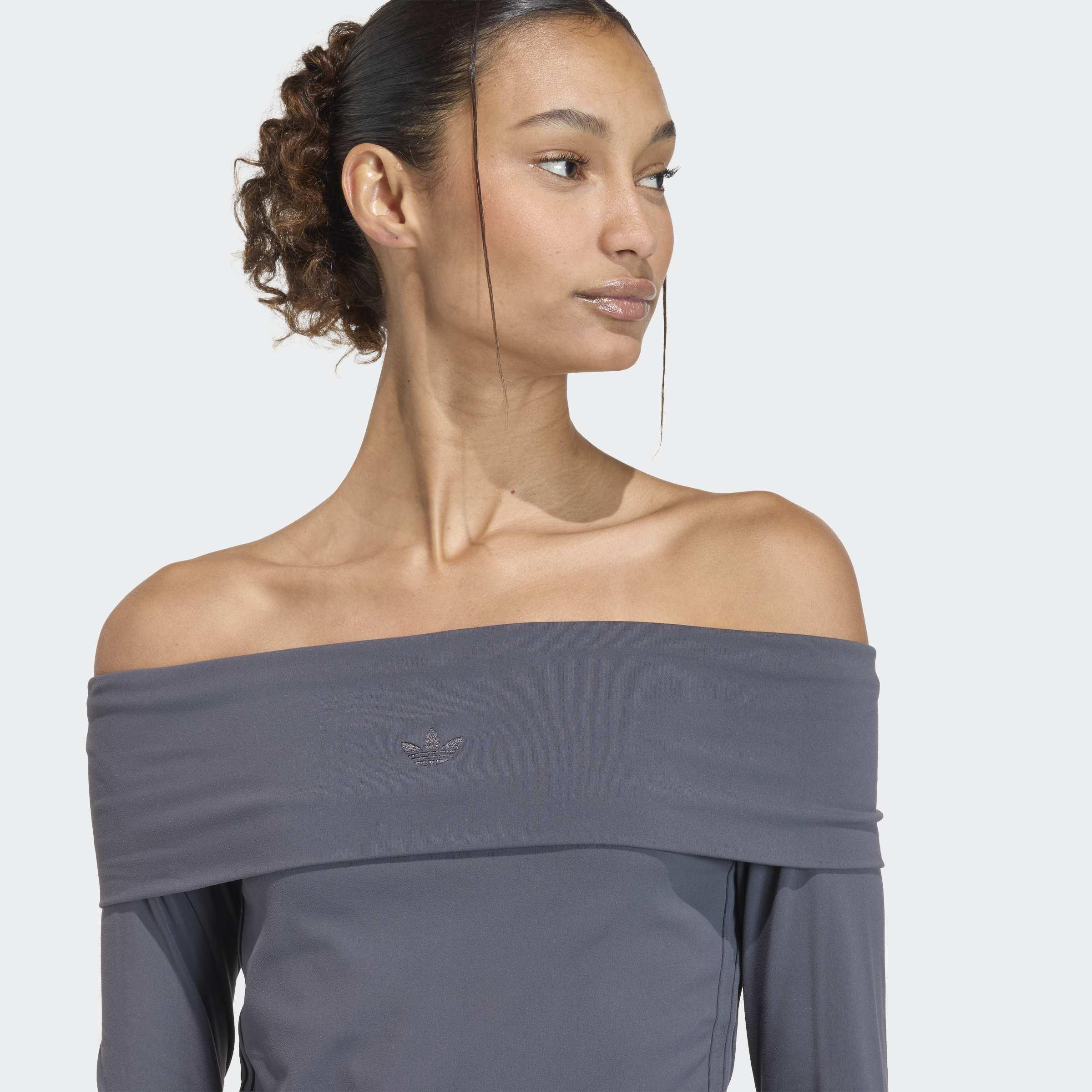 Off-Shoulder Long Sleeve Long-Sleeve Top, Black, A701_ONE, large image number 2