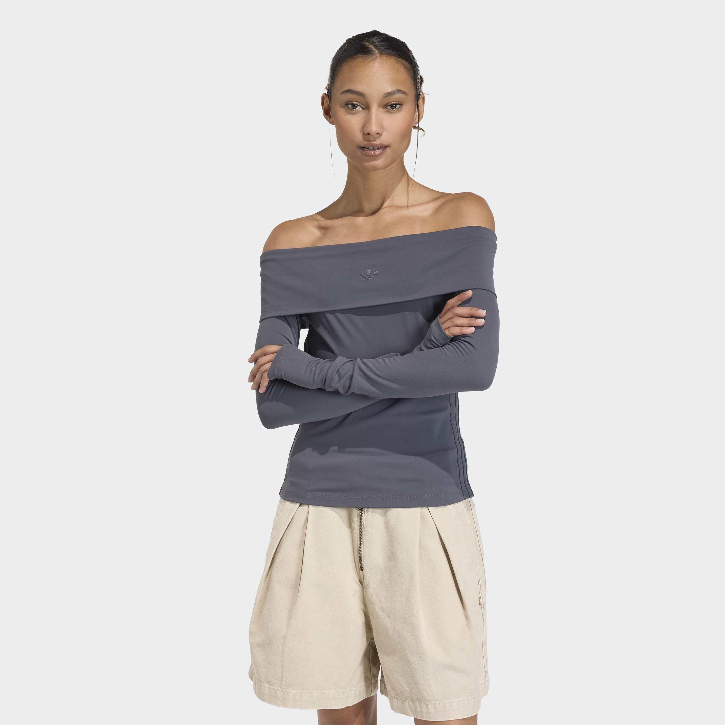 Off-Shoulder Long Sleeve Long-Sleeve Top, Black, A701_ONE, large image number 4