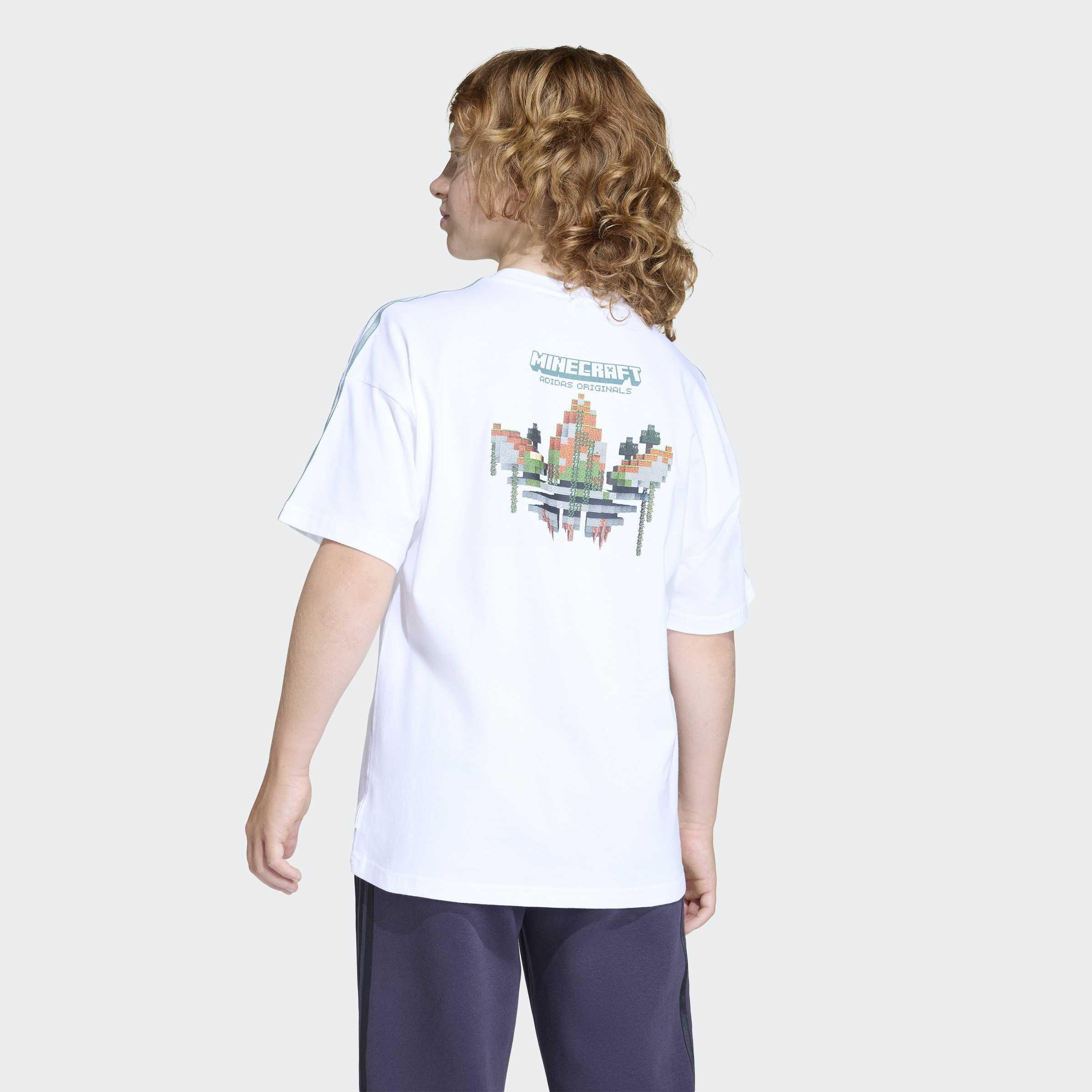 Kids Unisex Adidas Minecraft Loose Batwing T-Shirt, White, A701_ONE, medium