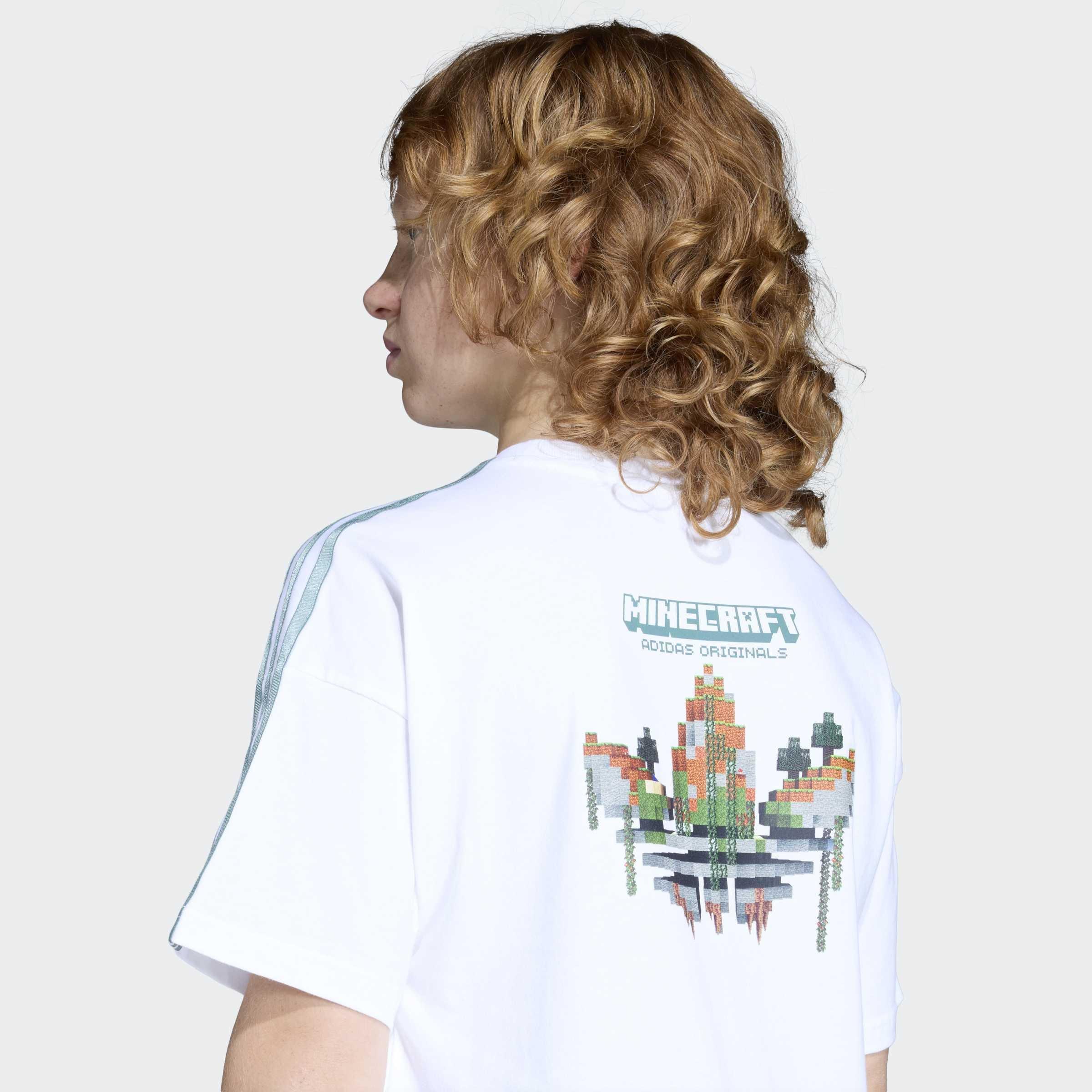 Kids Unisex Adidas Minecraft Loose Batwing T-Shirt, White, A701_ONE, large image number 2