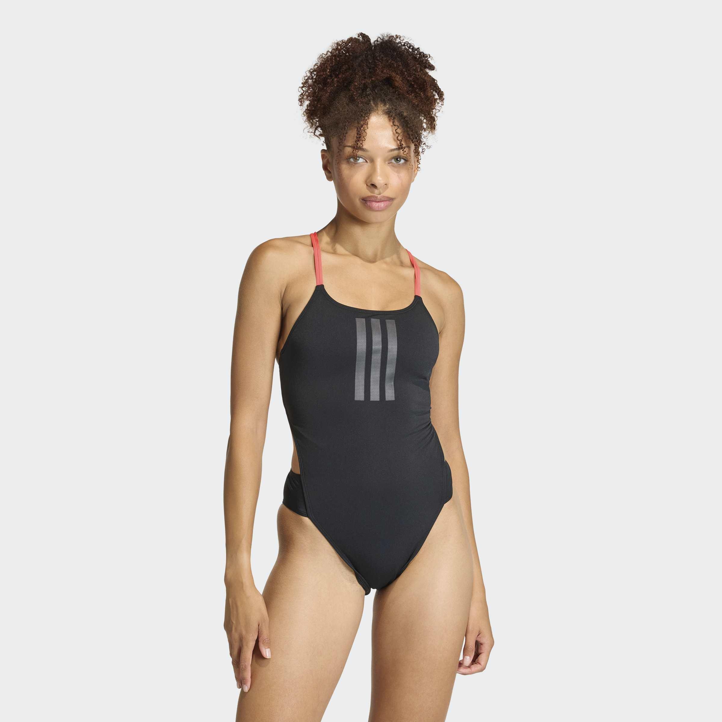Ripstream 3-Stripes Tie Back Swimsuit, Black, A701_ONE, large image number 3