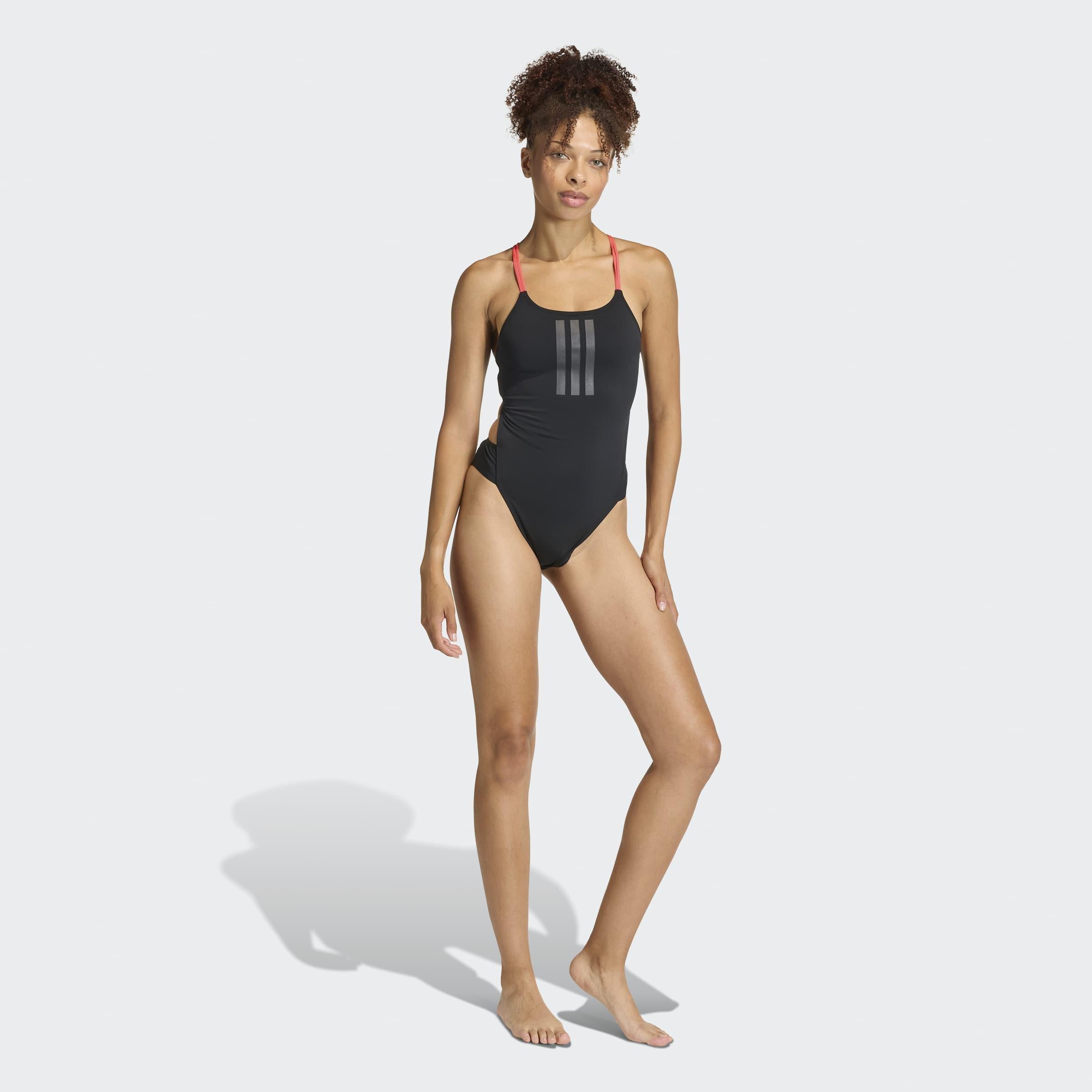 Ripstream 3-Stripes Tie Back Swimsuit, Black, A701_ONE, large image number 4