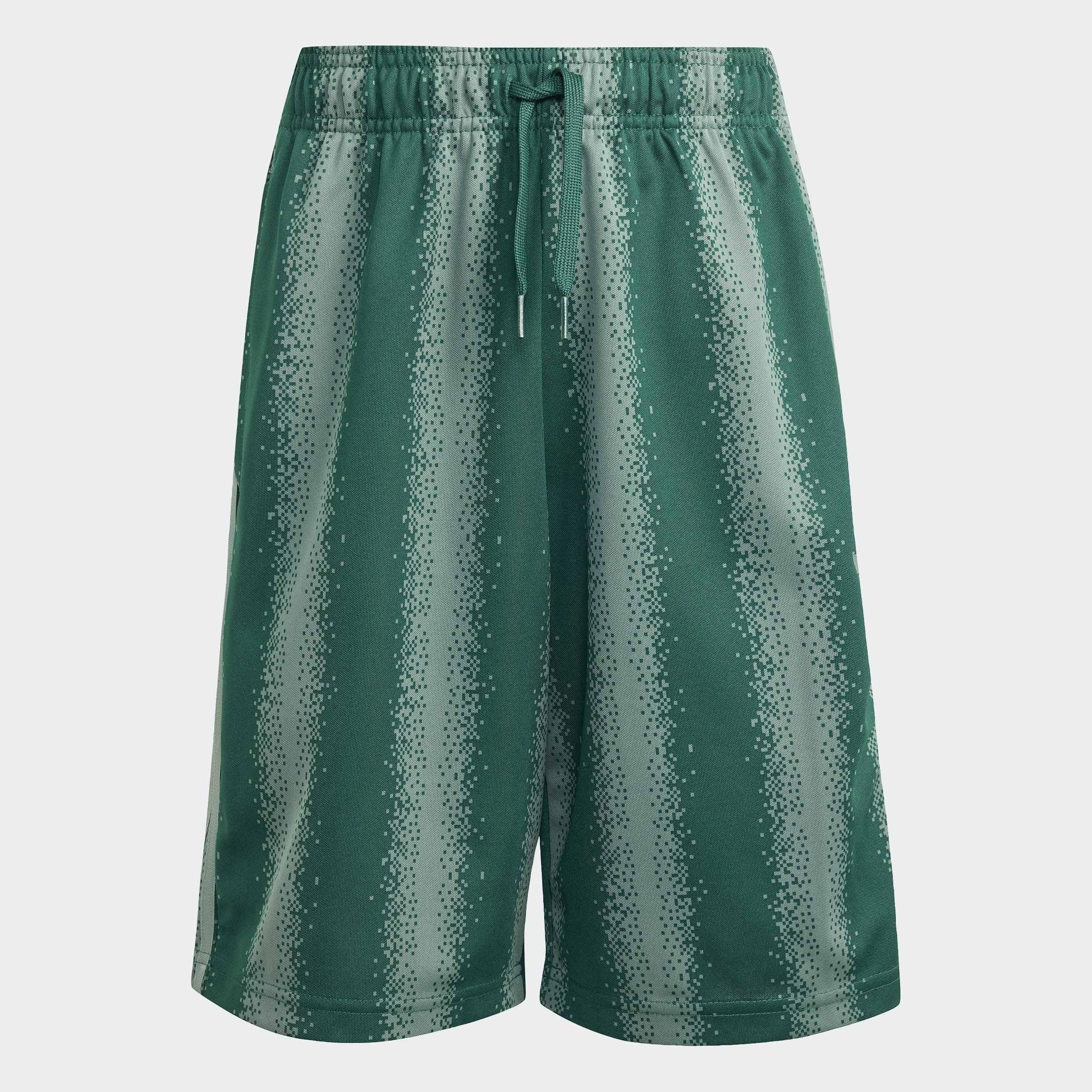 Kids Unisex Adidas Minecraft Oversized Knee Length Shorts, Green