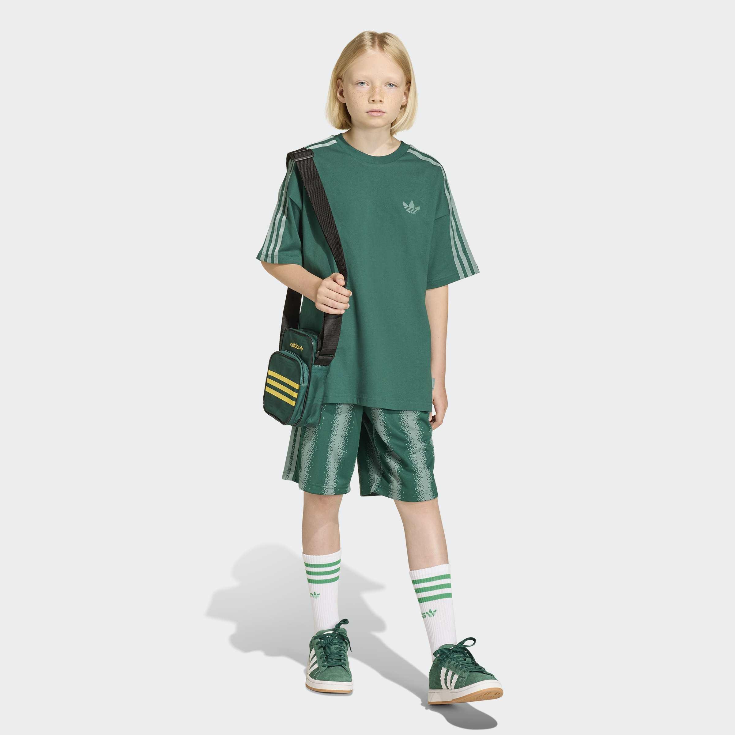 Kids Unisex Adidas Minecraft Oversized Knee Length Shorts, Green, A701_ONE, large image number 5