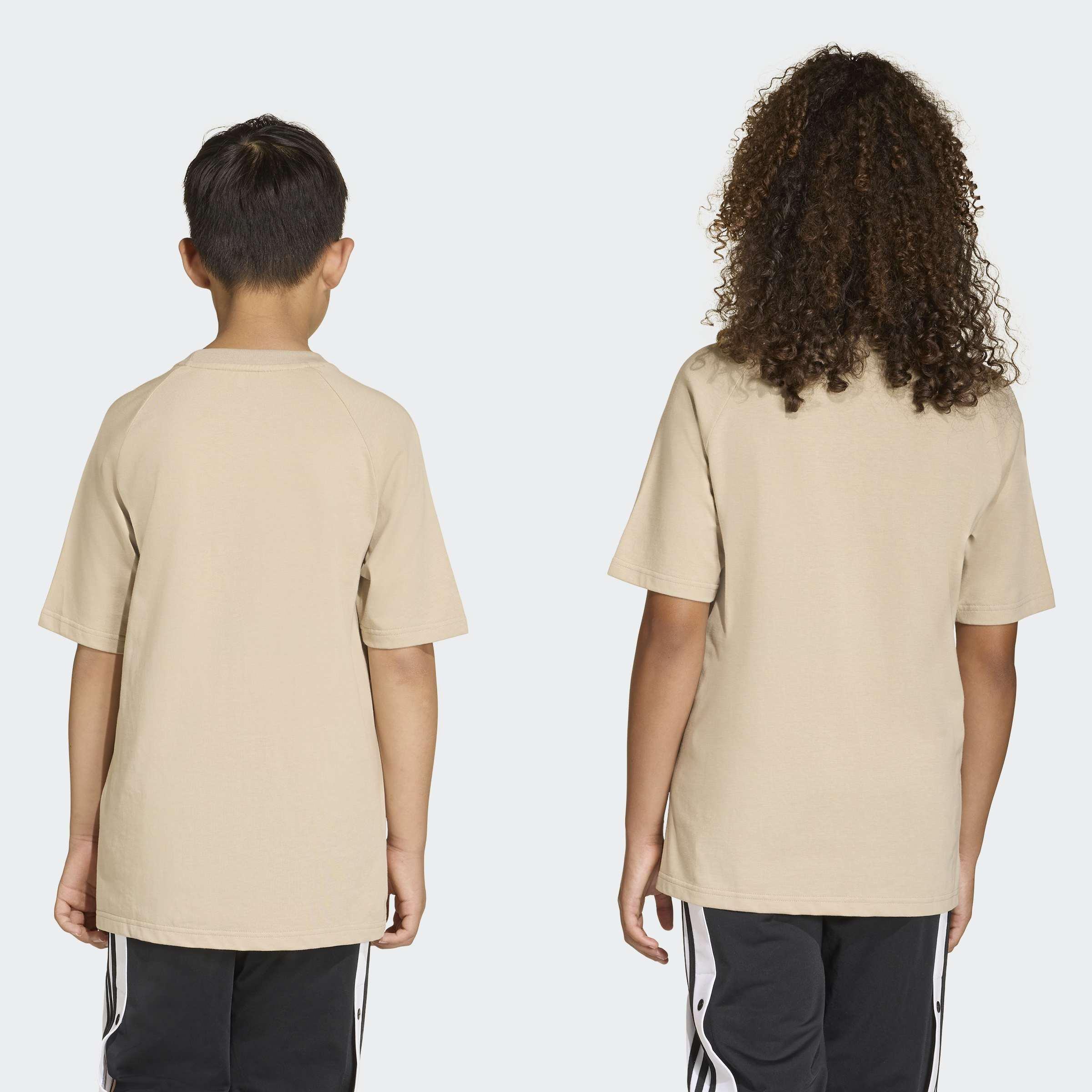 Kids Unisex Graphic Trefoil Loose T-Shirt, Beige, A701_ONE, medium