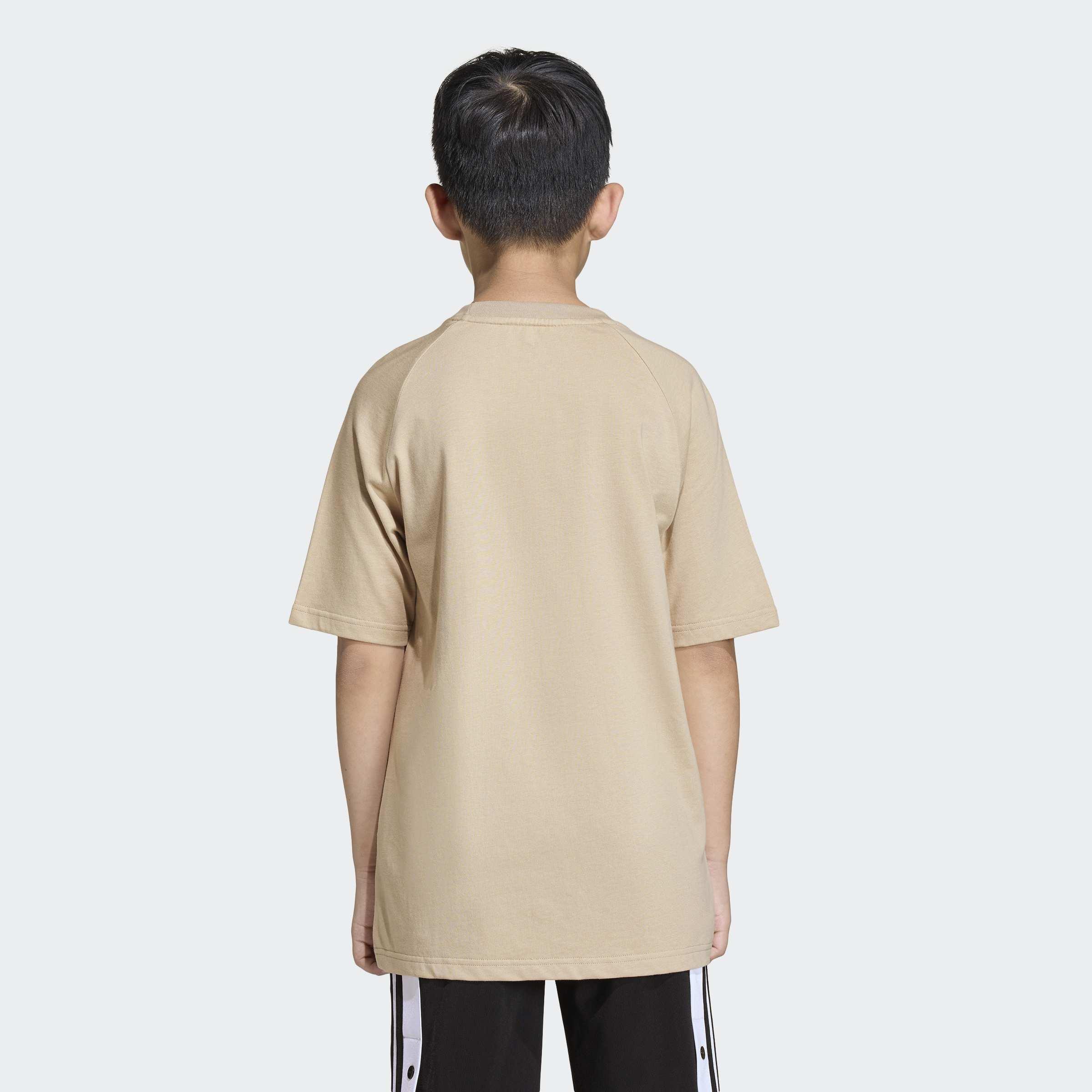 Kids Unisex Graphic Trefoil Loose T-Shirt, Beige, A701_ONE, medium