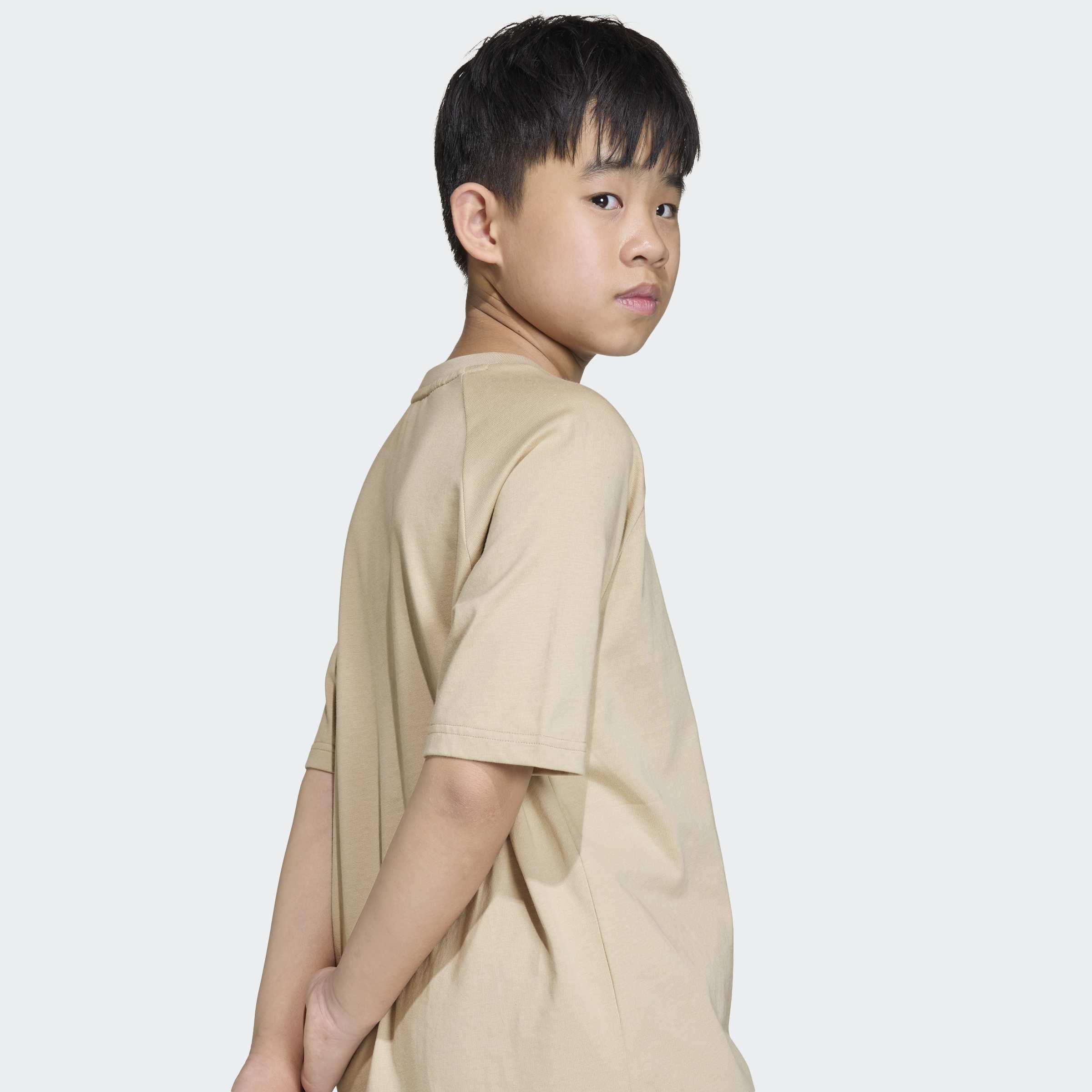 Kids Unisex Graphic Trefoil Loose T-Shirt, Beige, A701_ONE, large image number 4