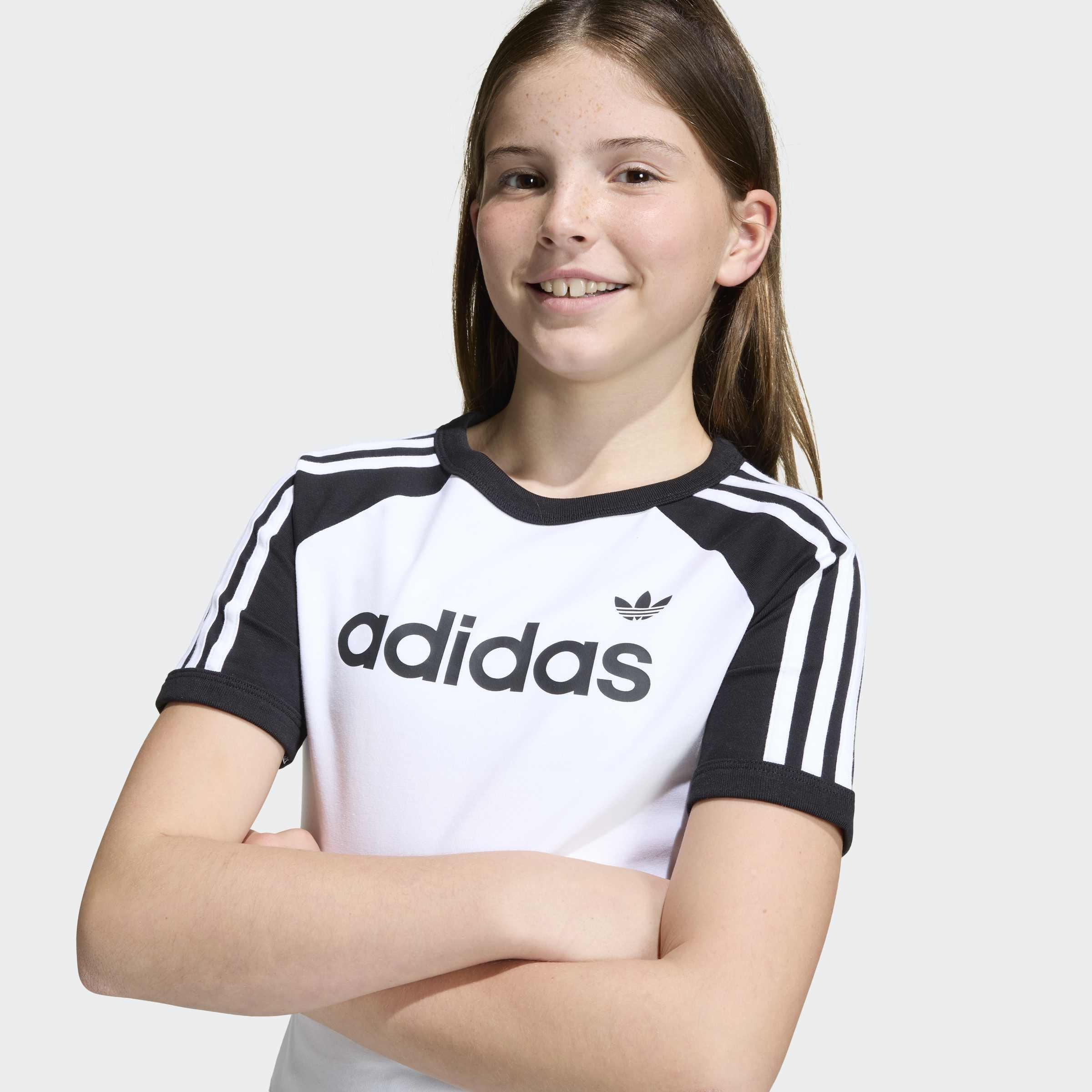 Kids 3 Stripes Slim T-Shirt, White, A701_ONE, large image number 2