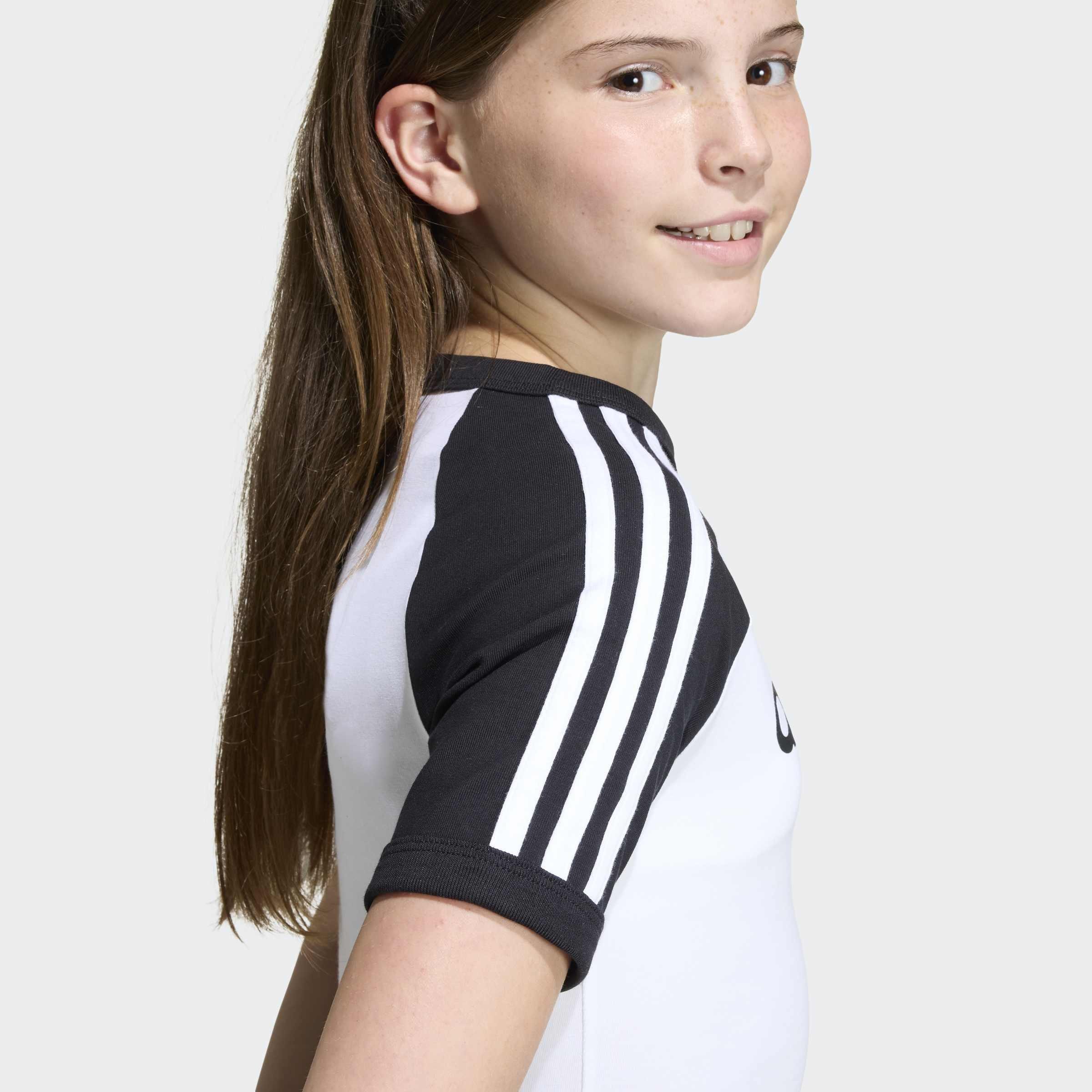 Kids 3 Stripes Slim T-Shirt, White, A701_ONE, large image number 3