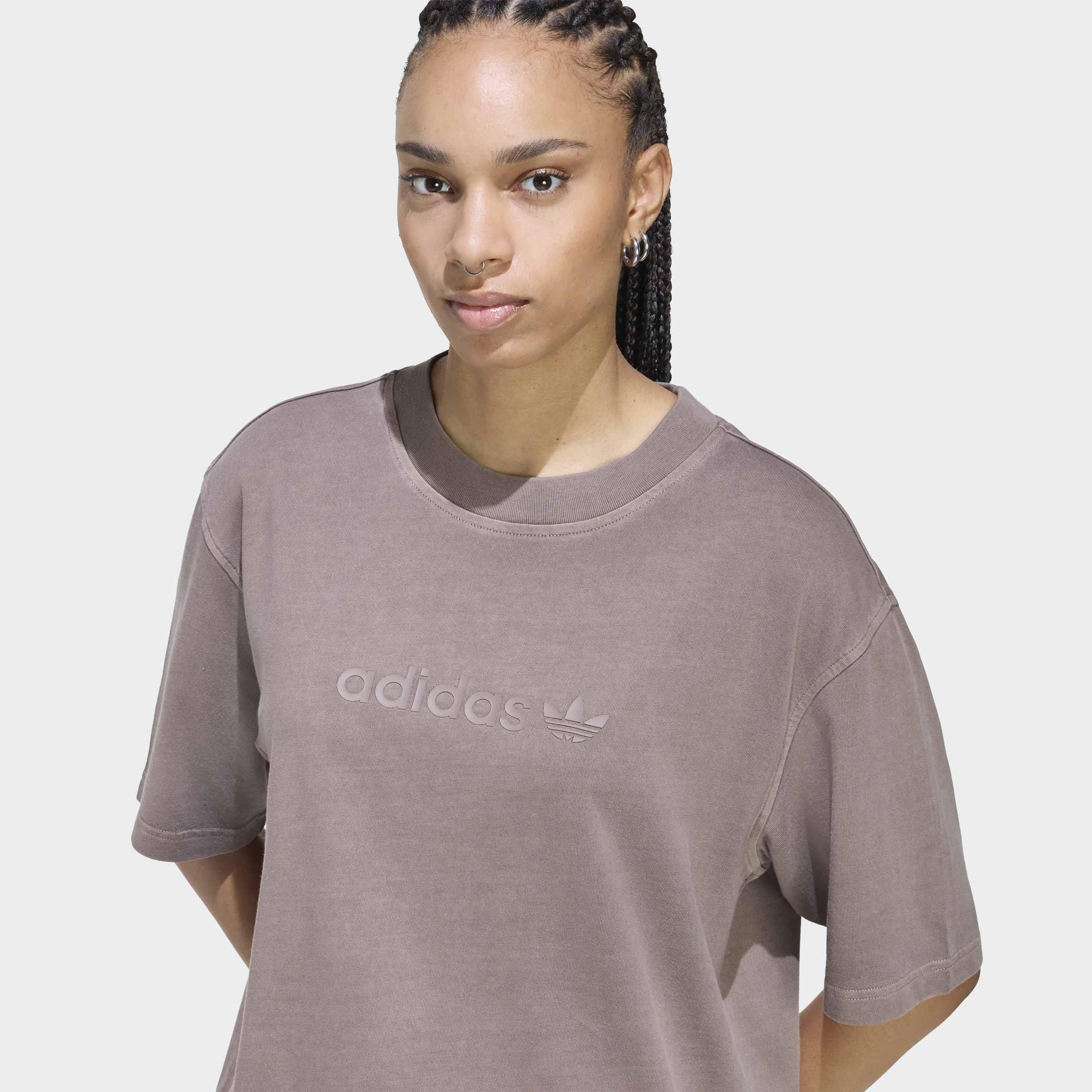 Essentials Linear Boyfriend T-Shirt Oversized Washed, Brown, A701_ONE, large image number 2
