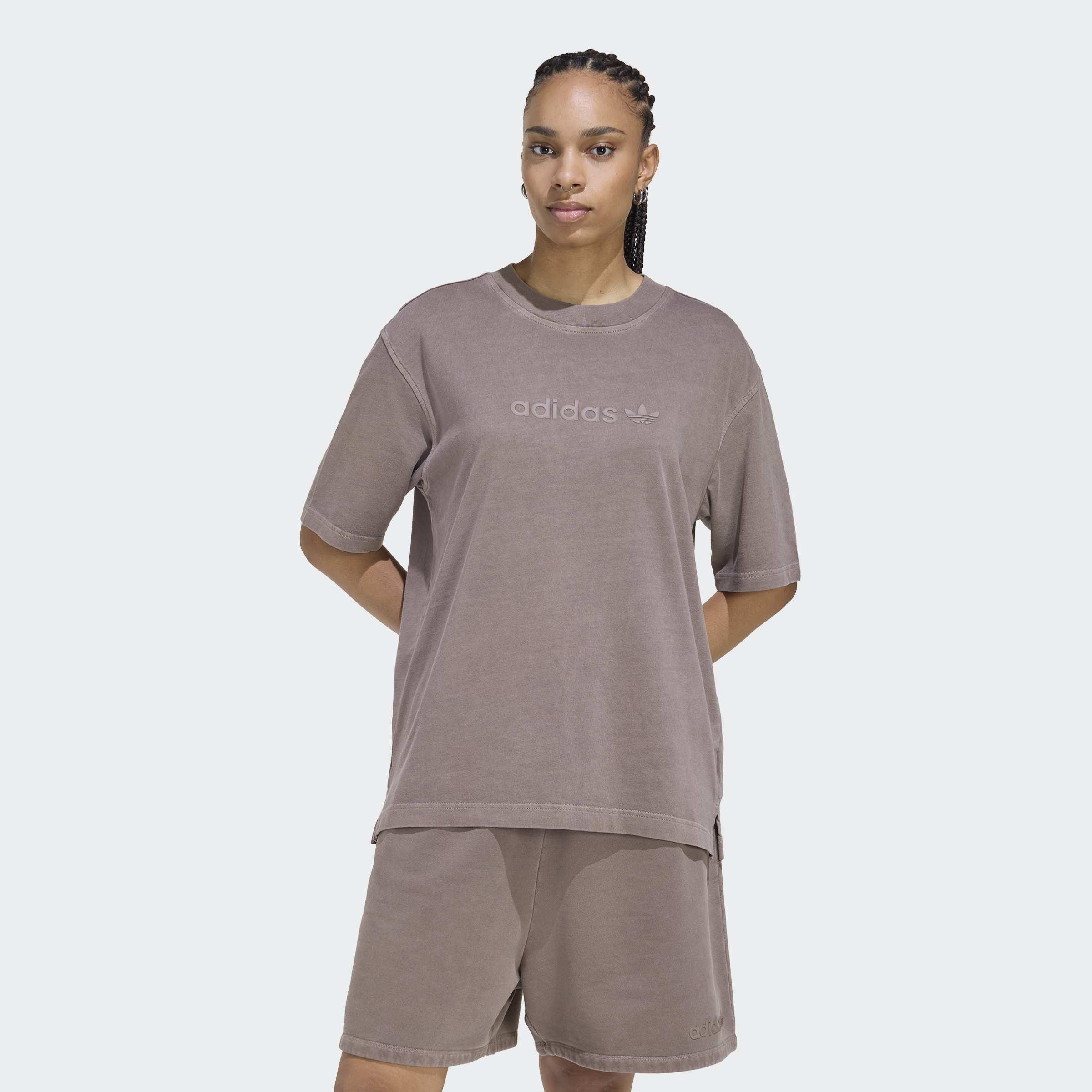 Essentials Linear Boyfriend T-Shirt Oversized Washed, Brown, A701_ONE, large image number 3