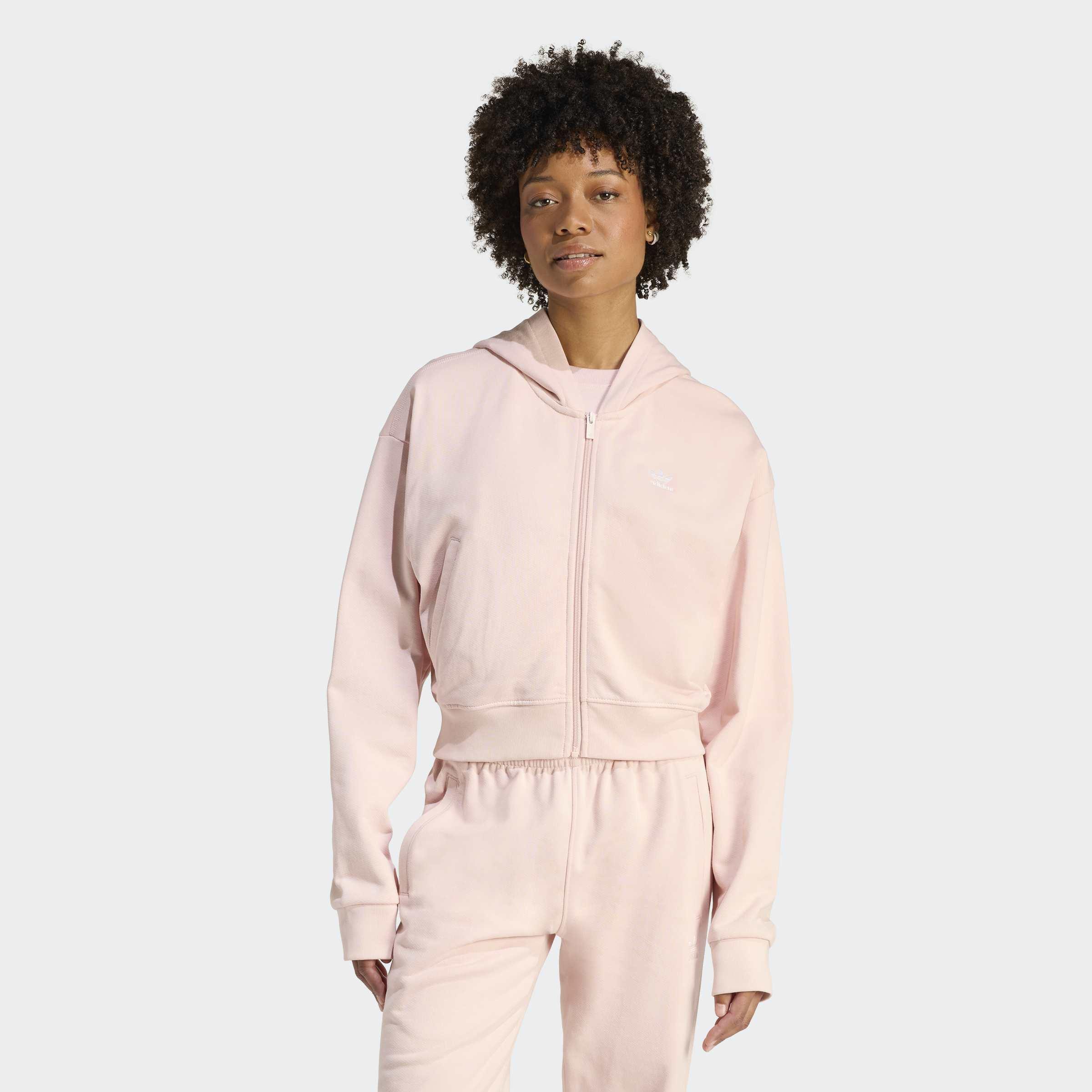 Essentials French Terry Cropped Zip Hoodie, Pink, A701_ONE, large image number 4