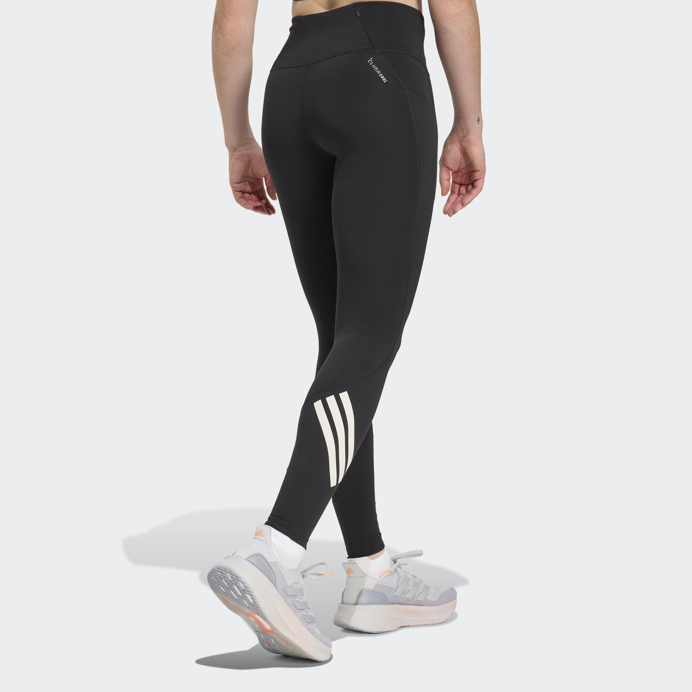 adi365 Climacool 3 Stripes Running Full Length Leggings, Black