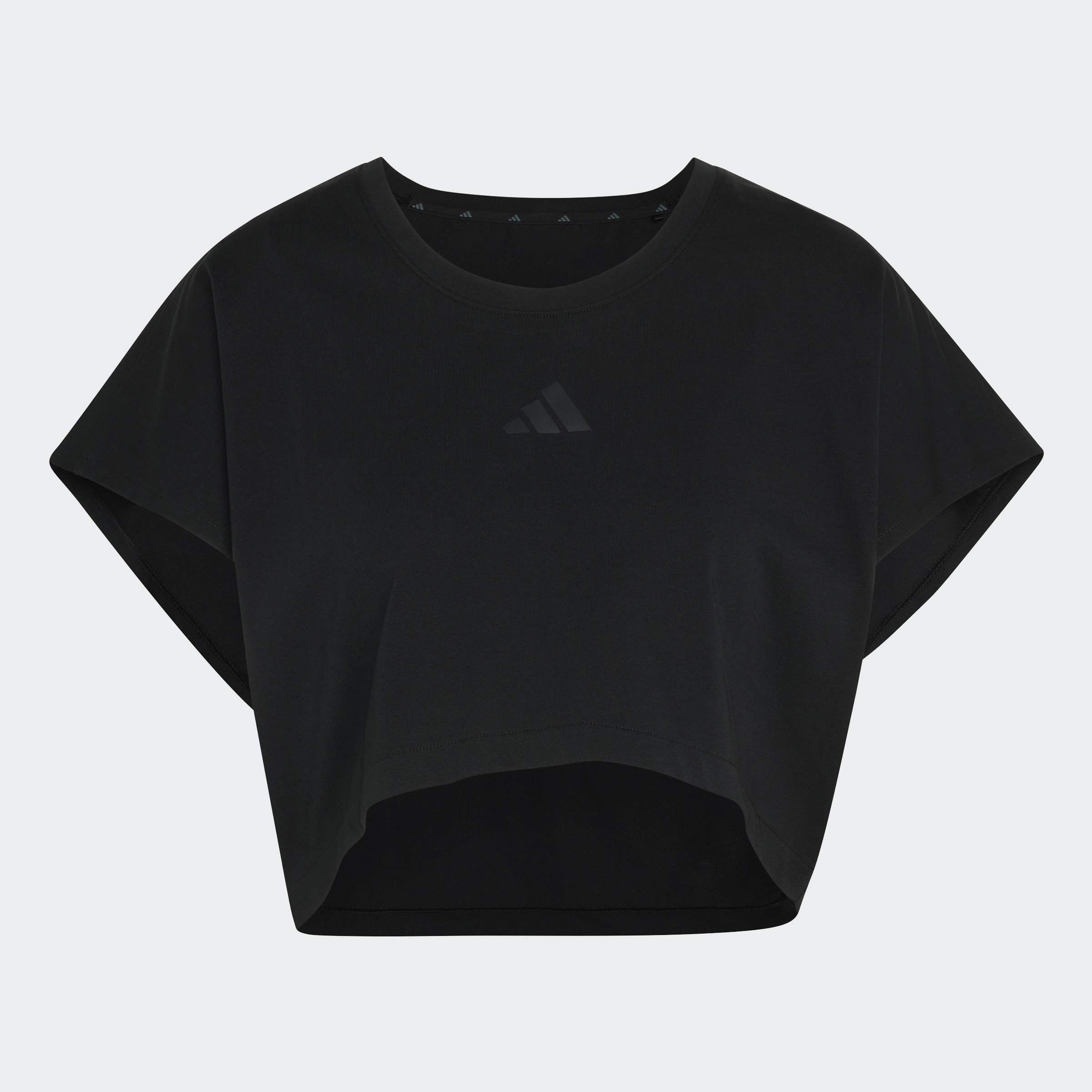 Power Workout Cropped Boxy 3-Stripes Tank, Black, A701_ONE, medium