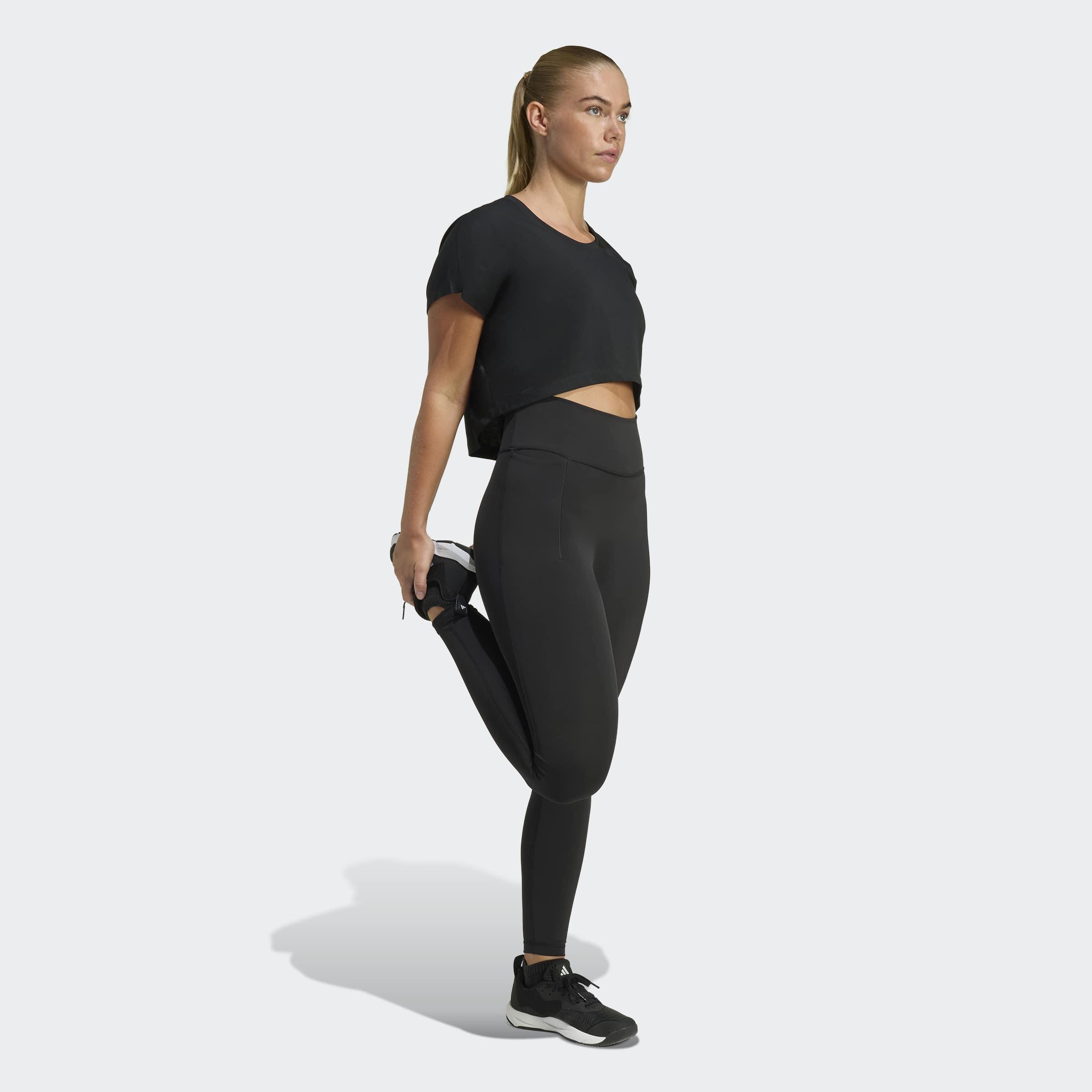 Power Workout Cropped Boxy 3-Stripes Tank, Black, A701_ONE, large image number 4