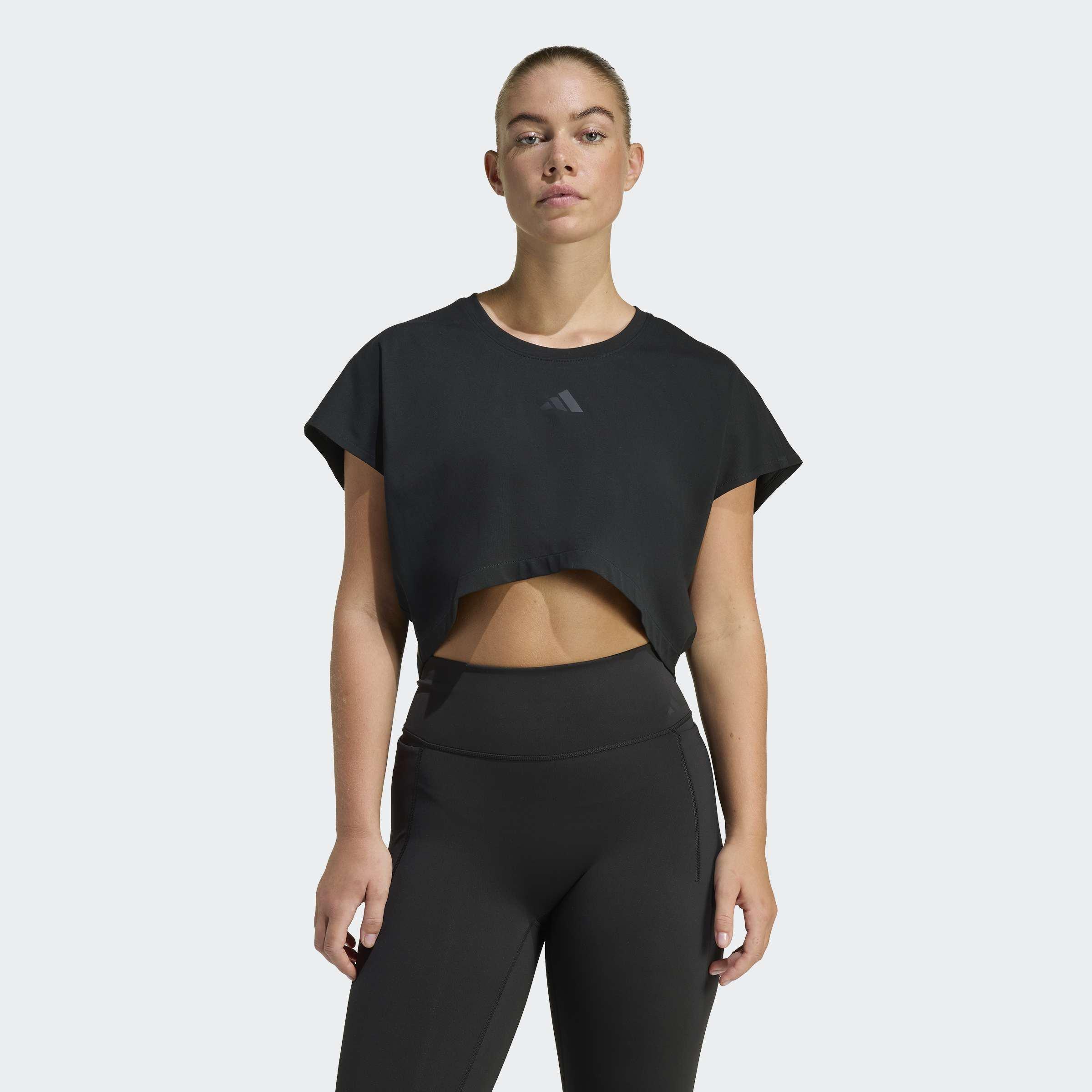 Power Workout Cropped Boxy 3-Stripes Tank, Black, A701_ONE, large image number 5