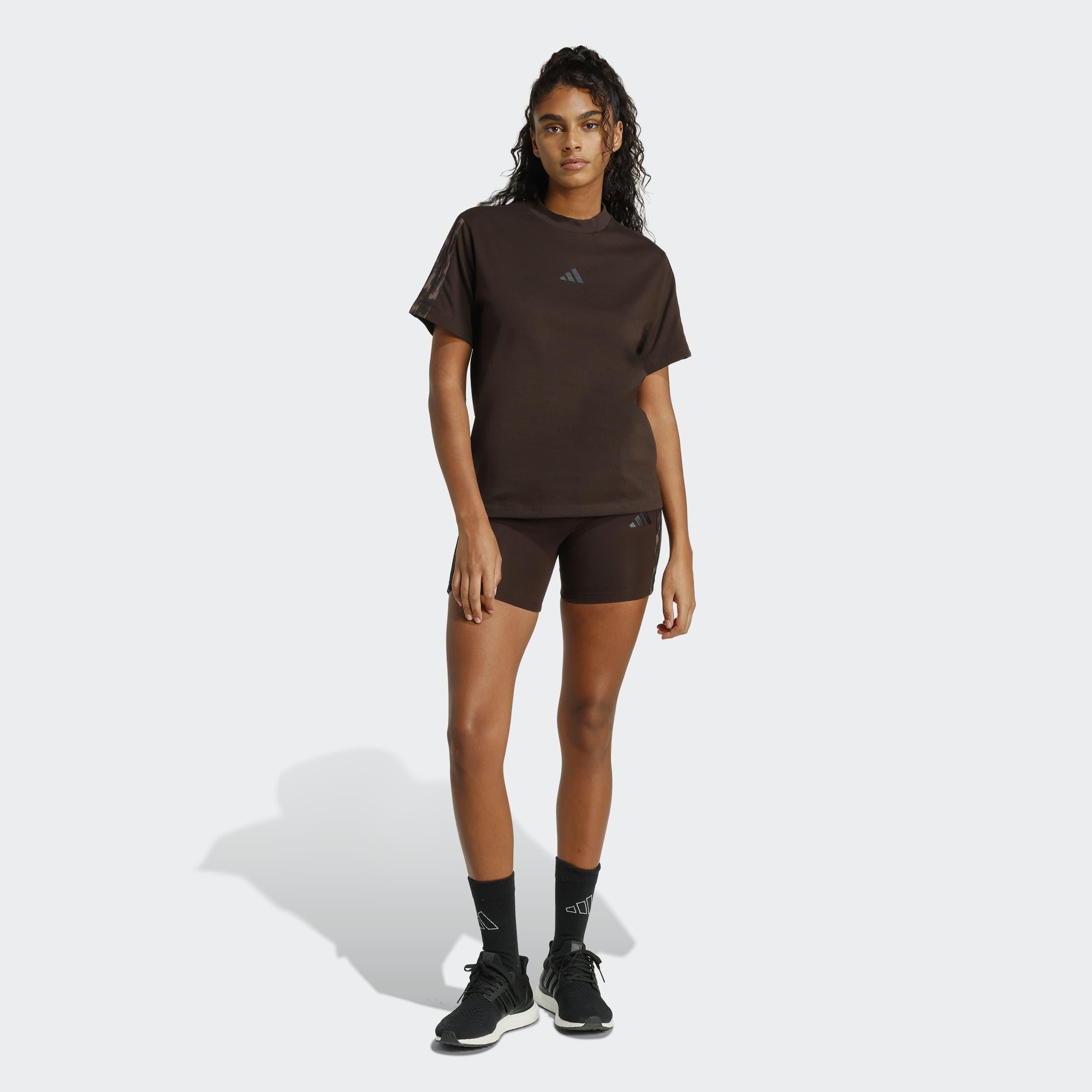 Seasonal Essentials Leopard Print T-Shirt with 3-Stripes, Brown, A701_ONE, large image number 4