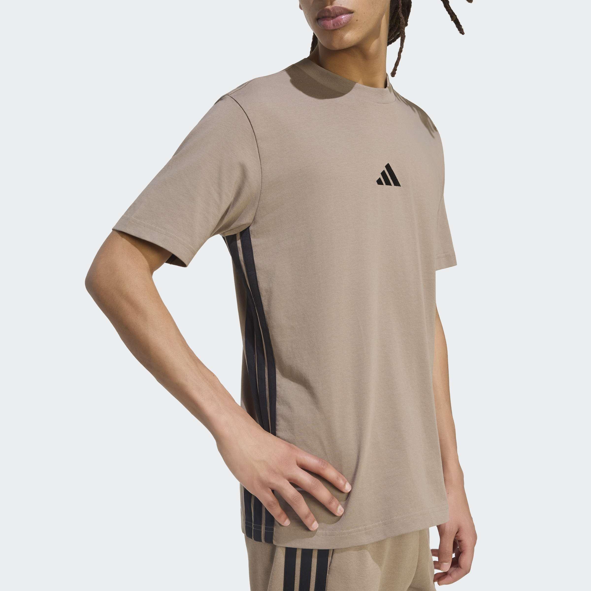 Essentials 3-Stripes Single Jersey T-Shirt, Beige, A701_ONE, medium
