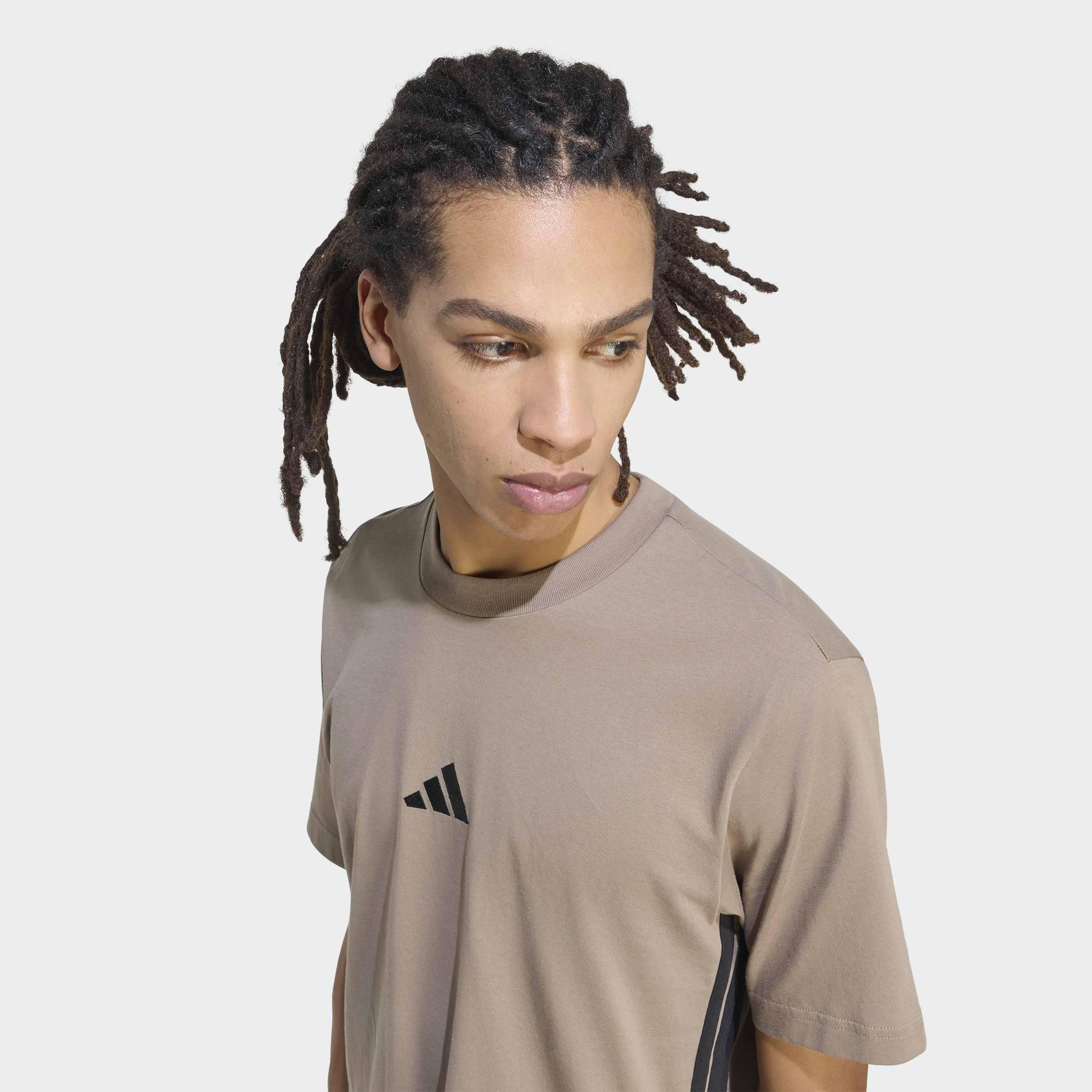 Essentials 3-Stripes Single Jersey T-Shirt, Beige, A701_ONE, large image number 3