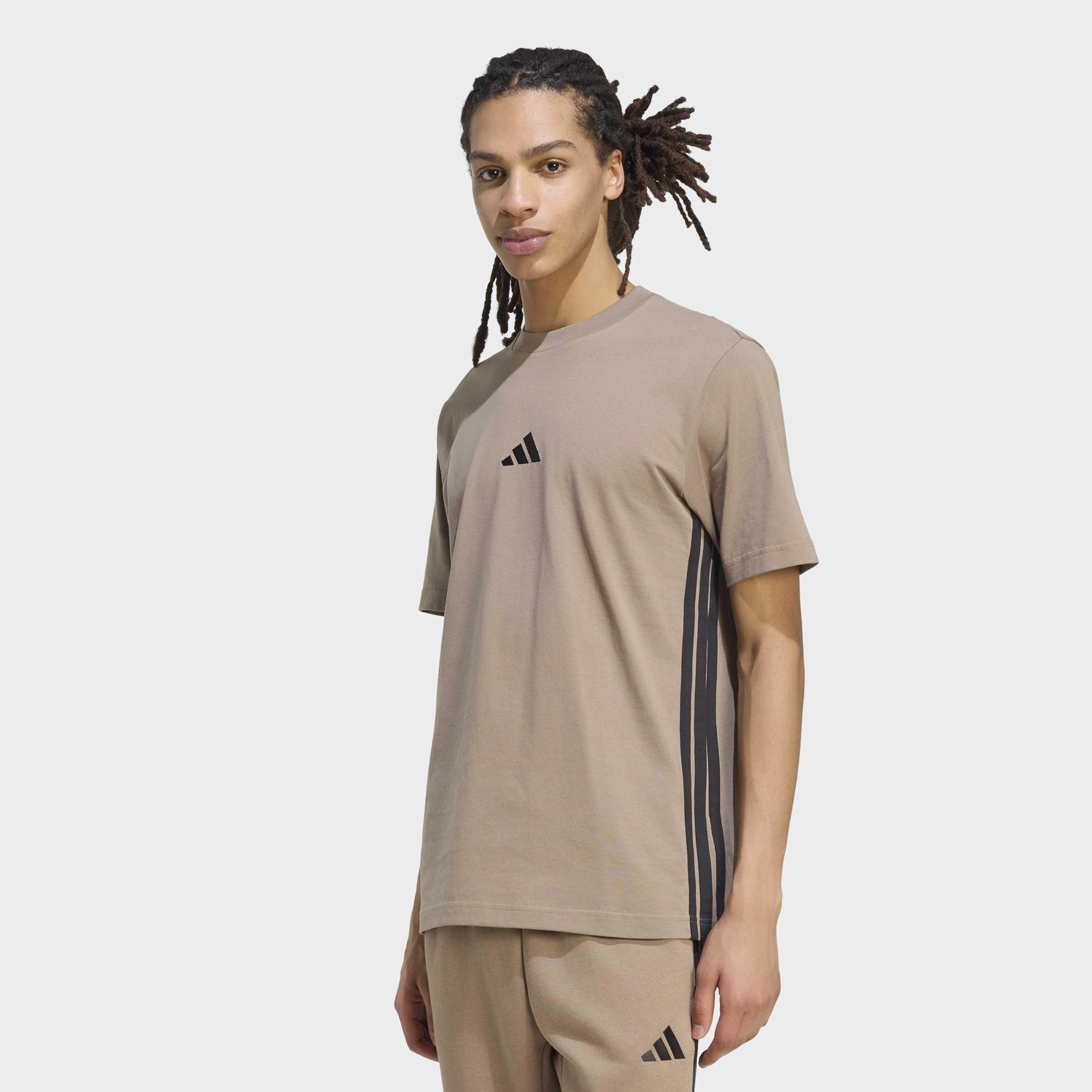 Essentials 3-Stripes Single Jersey T-Shirt, Beige, A701_ONE, large image number 4