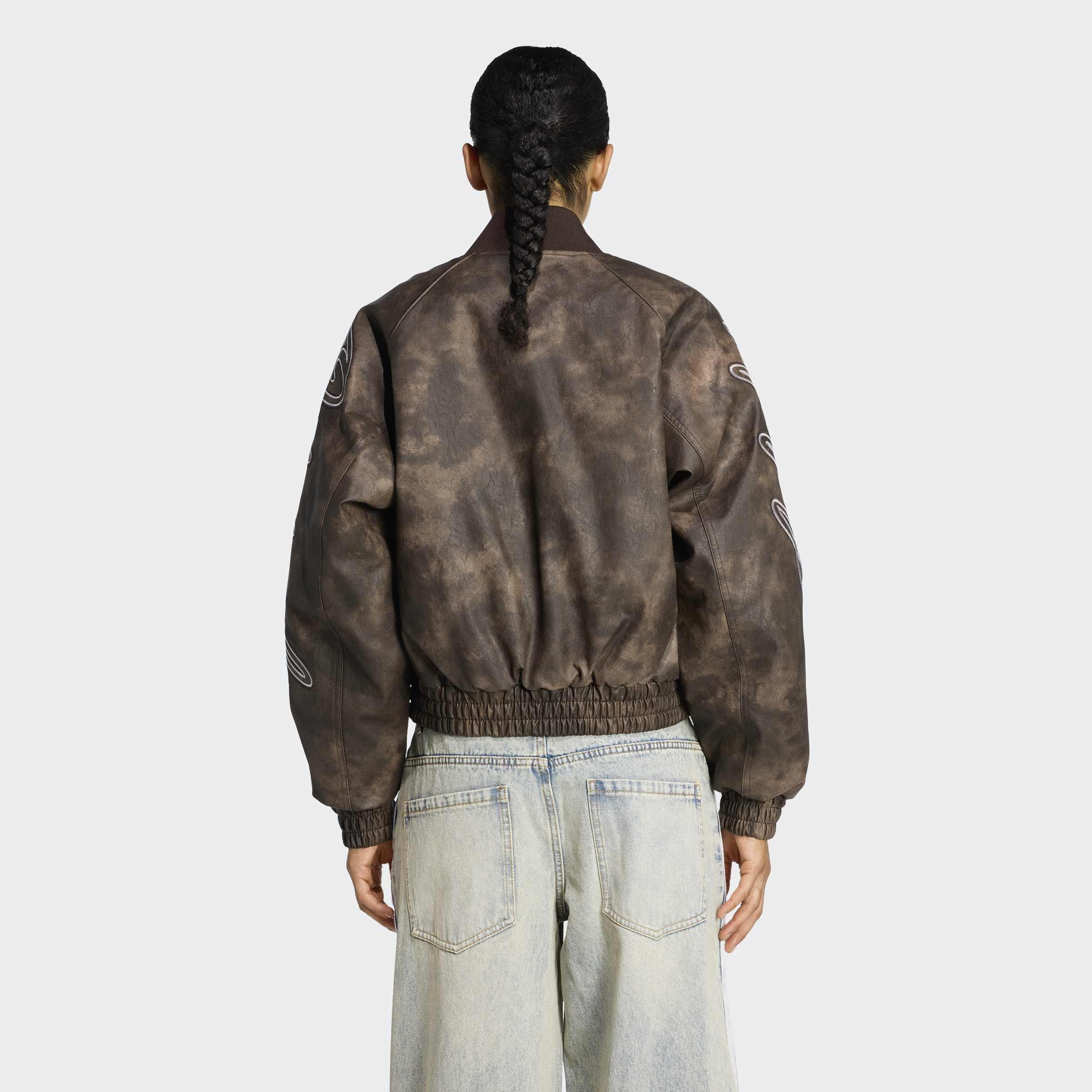 adidas Originals Athl Dept Vintage Faux Leather Jacket, Brown